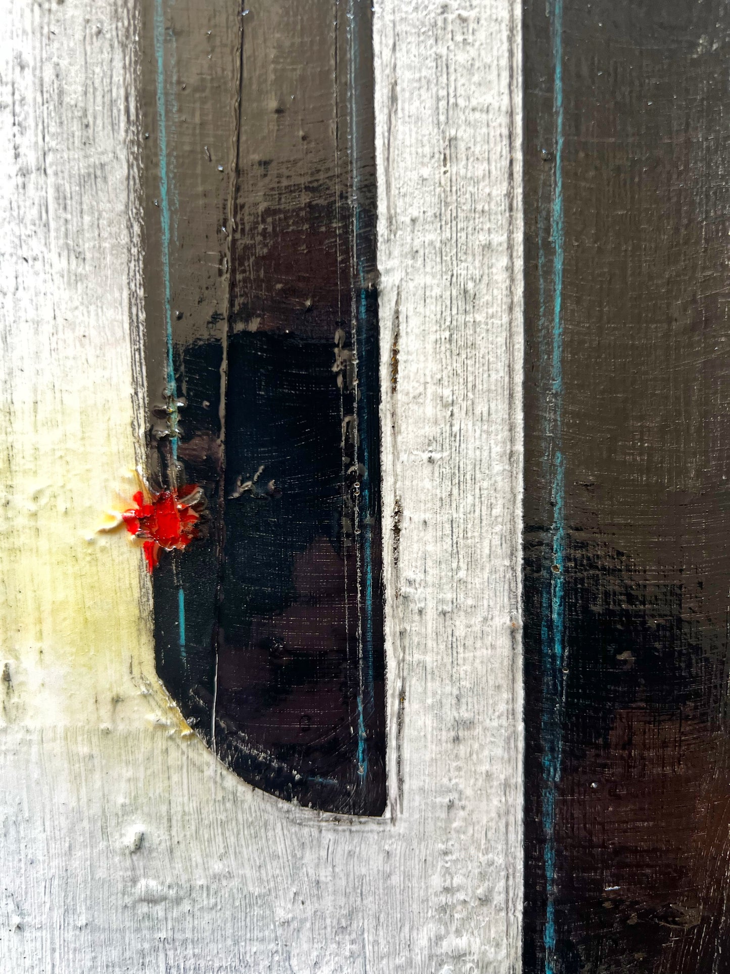 Red Wound – Original Off-White Textured Minimalist Painting | 20x20”