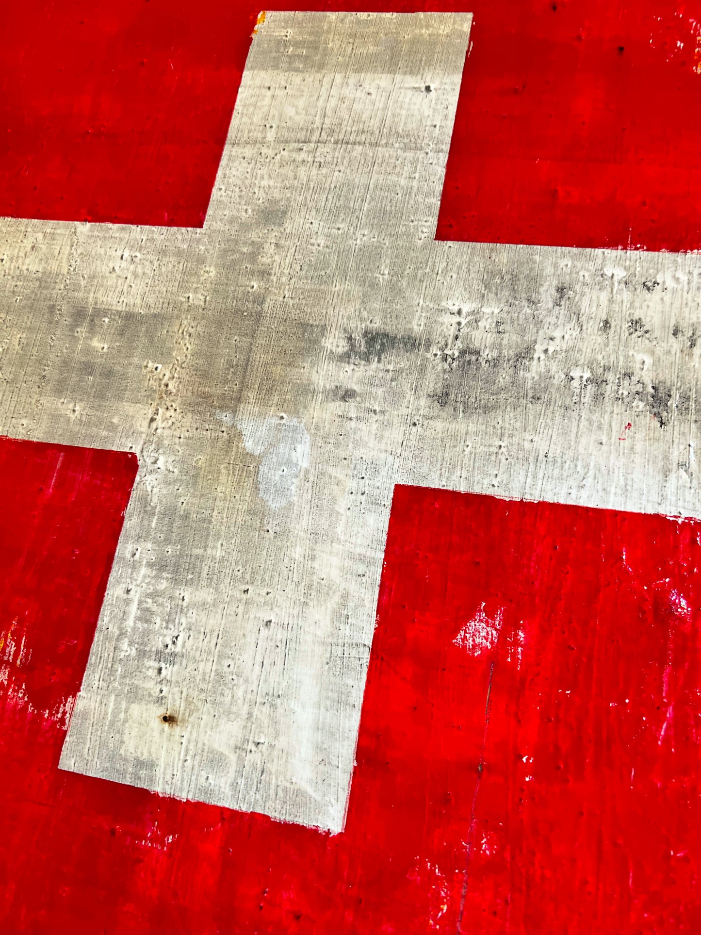 Rumantsch – Original Swiss Flag Textured Painting | 20x20” Mixed Media