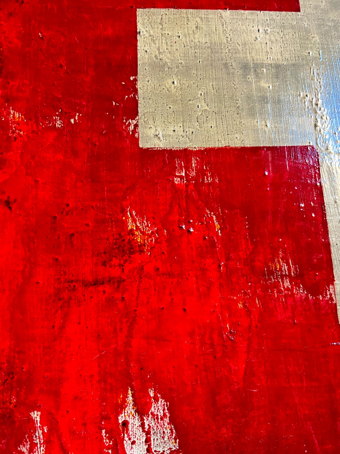 Rumantsch – Original Swiss Flag Textured Painting | 20x20” Mixed Media