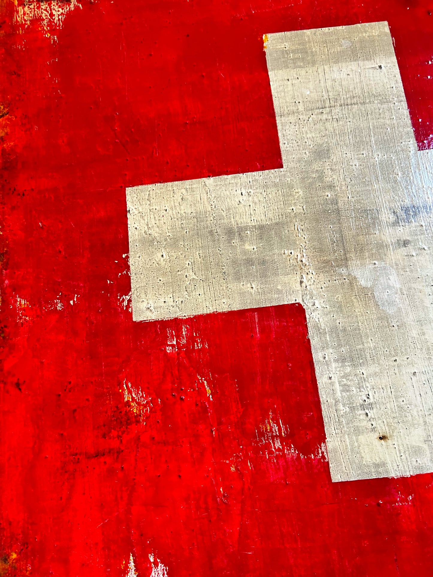 Rumantsch – Original Swiss Flag Textured Painting | 20x20” Mixed Media