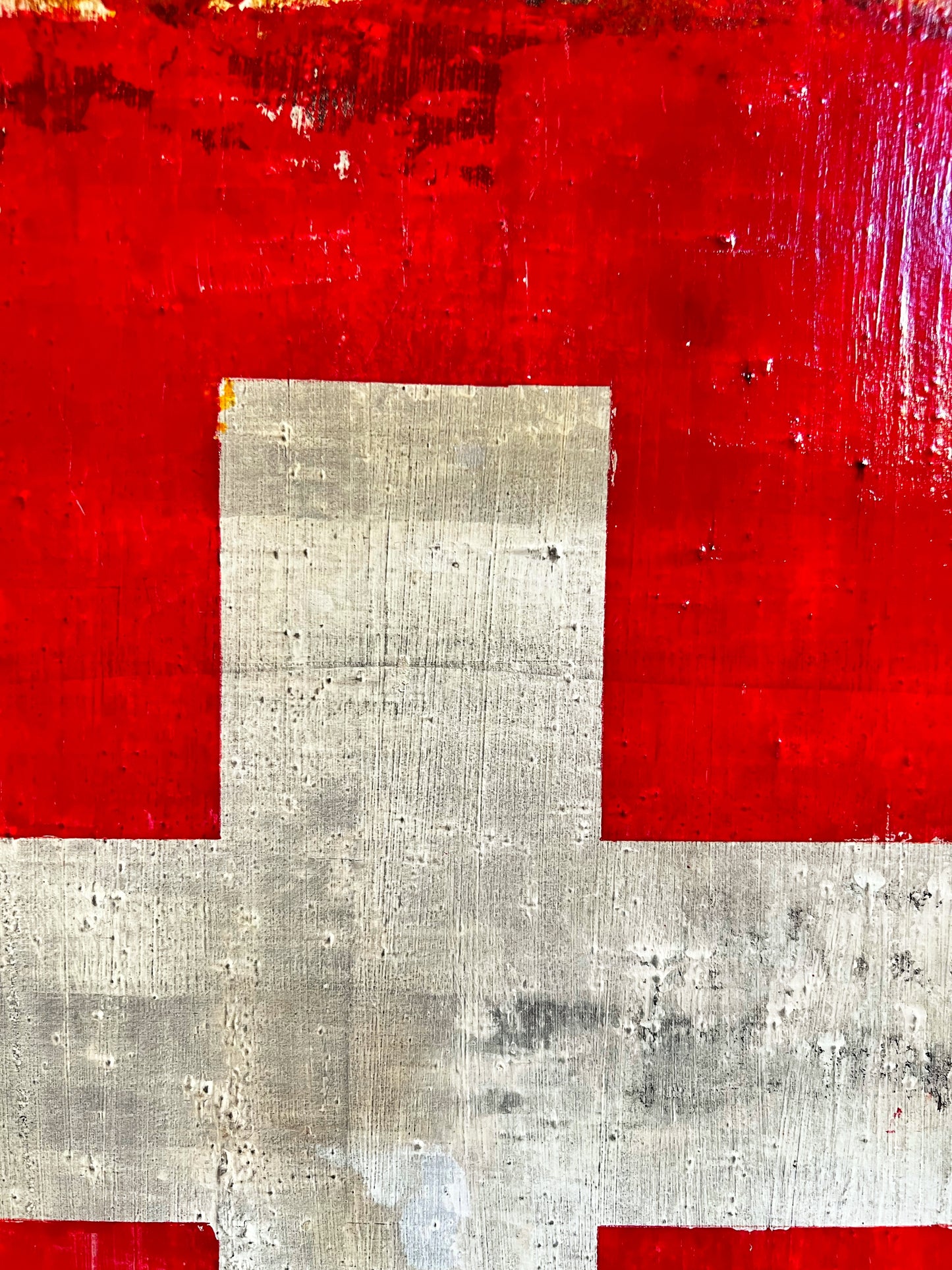 Rumantsch – Original Swiss Flag Textured Painting | 20x20” Mixed Media