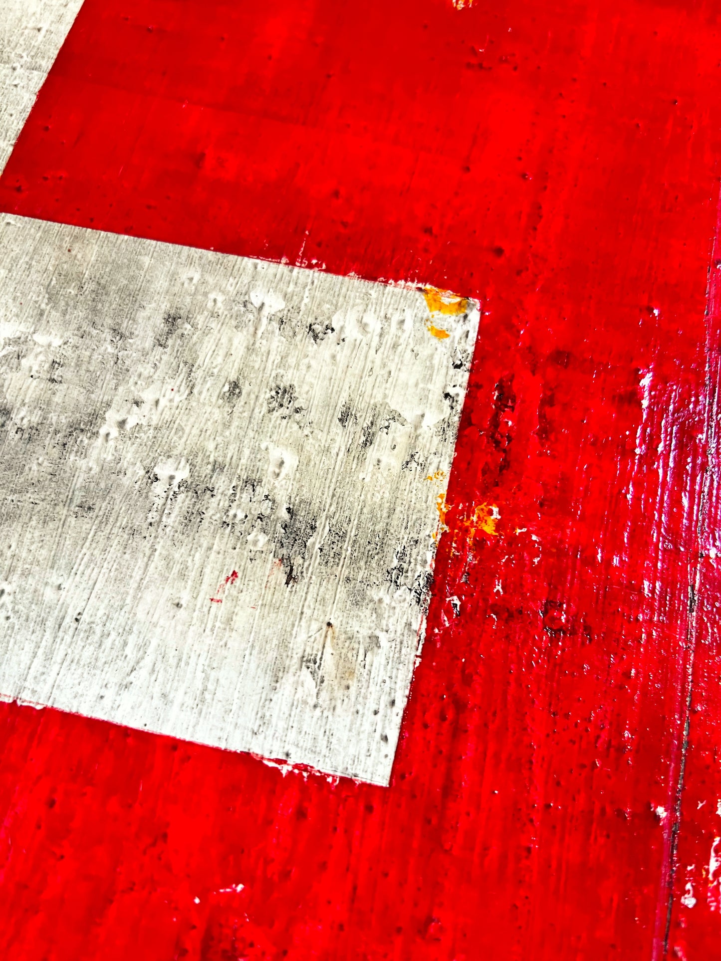 Rumantsch – Original Swiss Flag Textured Painting | 20x20” Mixed Media