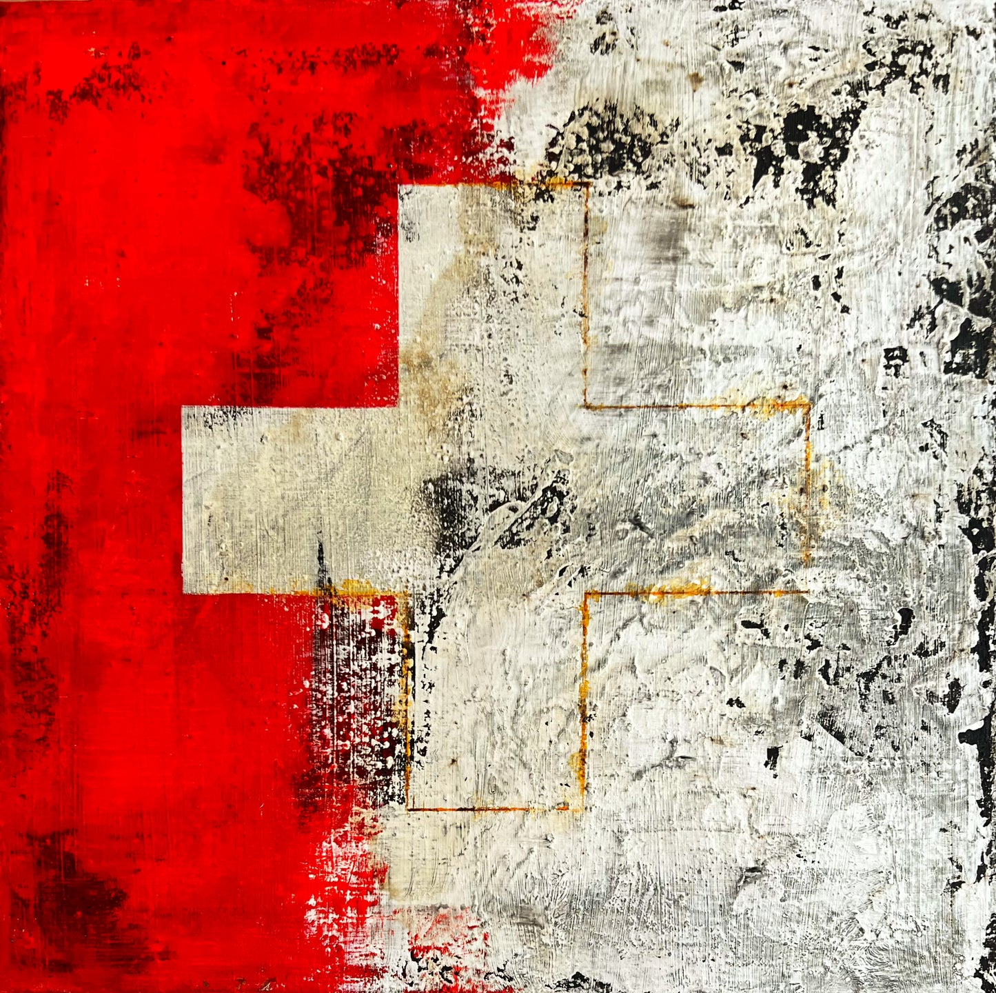 Erosion of Neutrality | Contemporary Swiss Abstract Painting | 20x20” Mixed Media