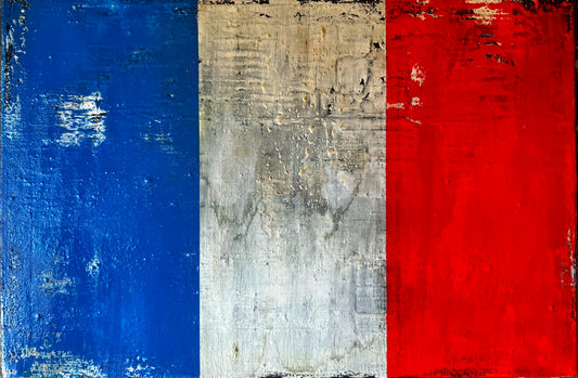 Mémoire de France – Original French Flag Textured Mixed Media Painting | 23.6" x 15.7" | 60 cm x 40 cm