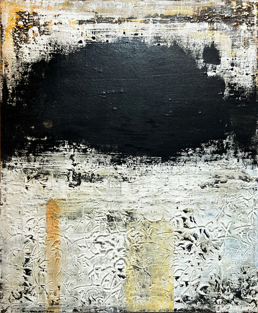 Architectural Memory - Original Black &amp; White Textured Mixed Media Painting - 23.6" × 19.7"