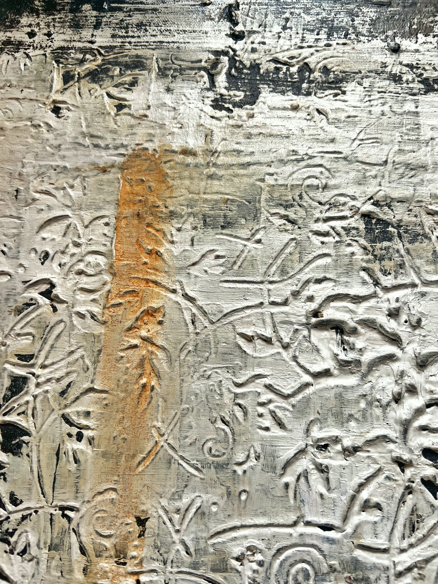 Architectural Memory - Original Black &amp; White Textured Mixed Media Painting - 23.6" × 19.7"