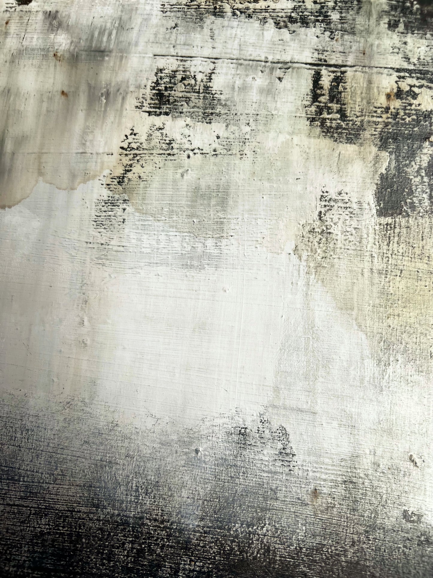 Whispers of Time – Textured Contemporary Collage Painting Inspired by Architecture and Vintage Sheet Music, Mixed Media on Canvas, 19.7 x 15.7 Inches