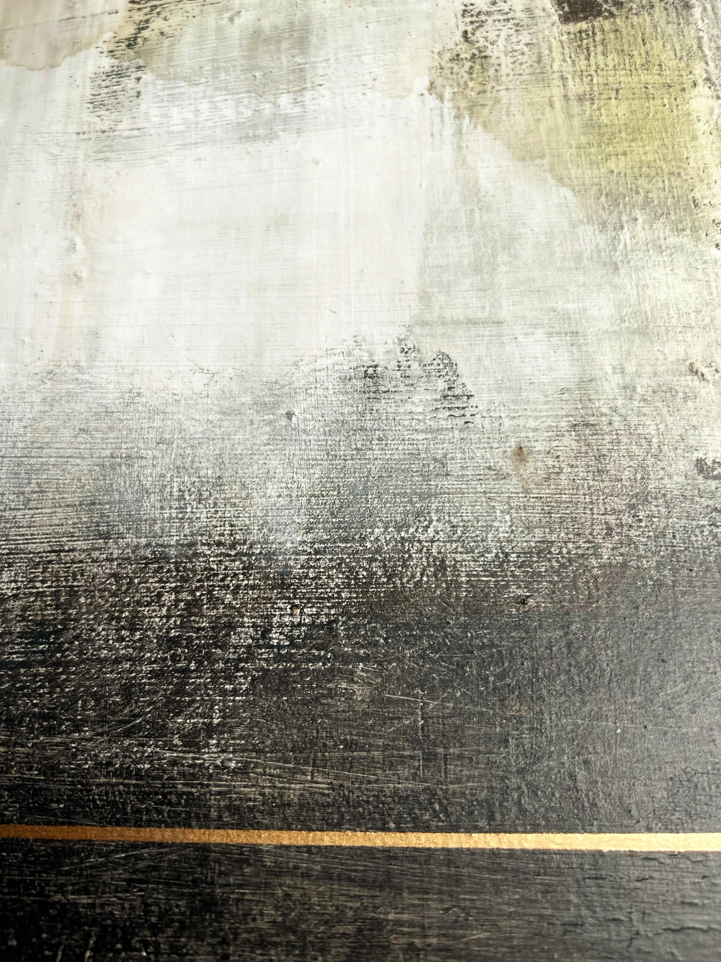 Whispers of Time – Textured Contemporary Collage Painting Inspired by Architecture and Vintage Sheet Music, Mixed Media on Canvas, 19.7 x 15.7 Inches