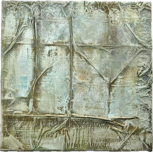 Memories Of Steel – Original Industrial Mixed-Media Textured Painting | 16x16”
