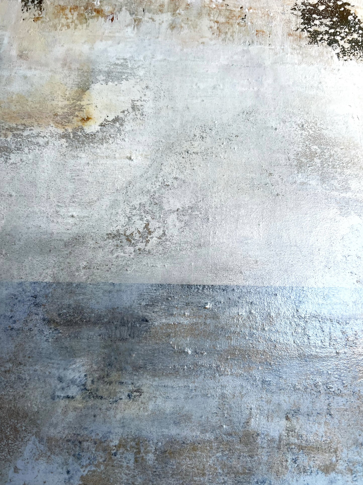 Rust Horizon – Contemporary Textured Abstract Painting with Oxidation Effects | 31.5 x 31.5 Inche
