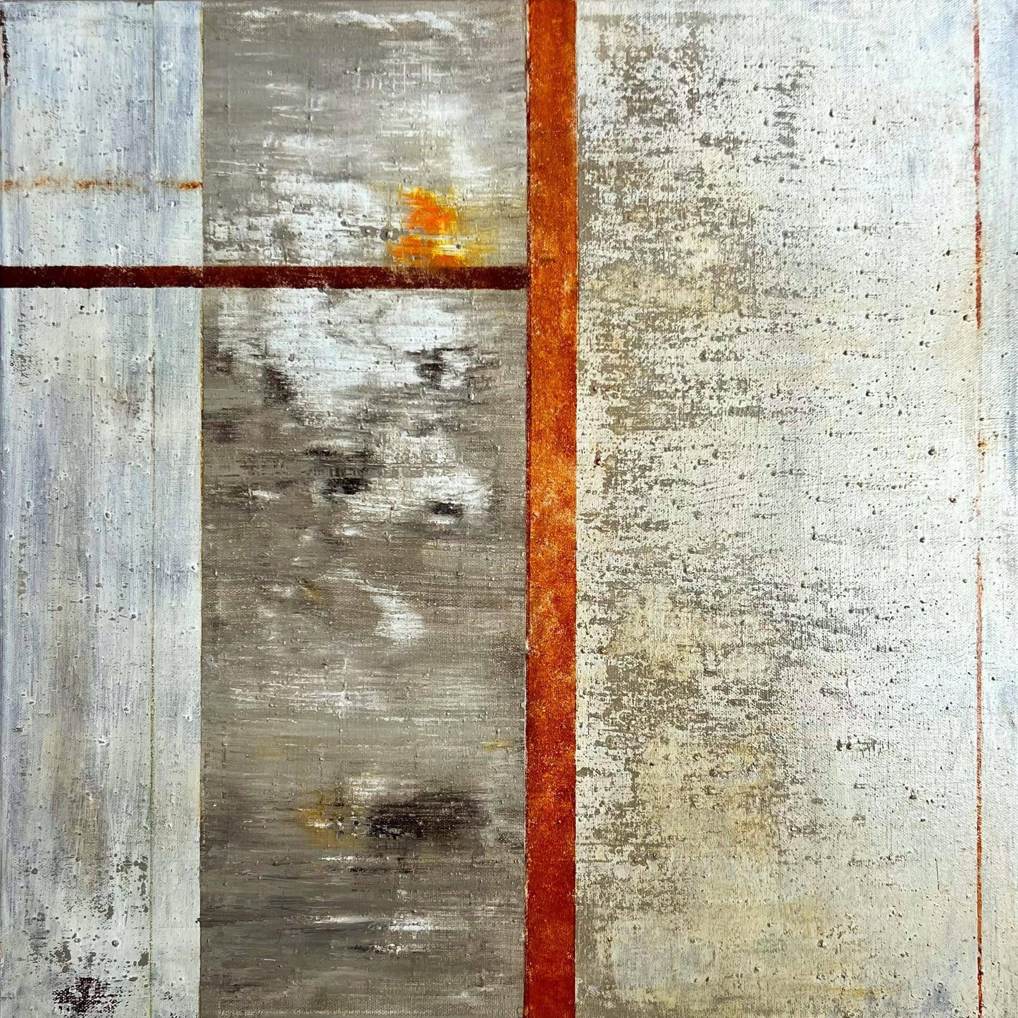 The Geometry of Silence | Wabi-Sabi Textured Abstract Painting 20" x 20" | Original Mixed Media Canvas Art