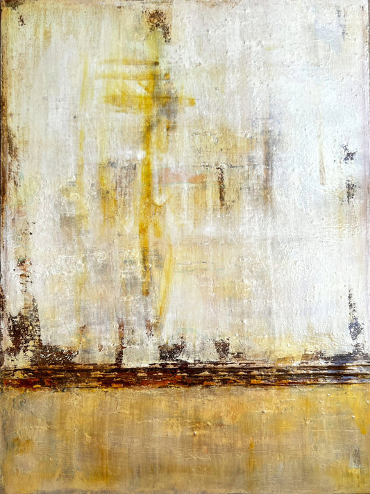 Sillage du Passé – Original Industrial Wabi-Sabi Textured Painting | 24x32”