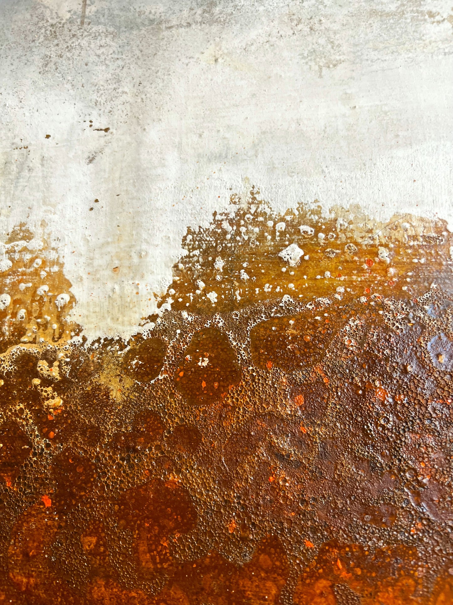 Rust Horizon – Contemporary Textured Abstract Painting with Oxidation Effects | 31.5 x 31.5 Inche