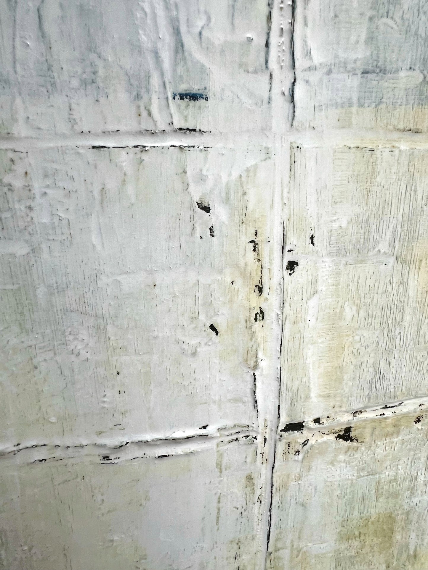 Silent Grid | Minimalist White Textured Abstract Painting | Original Mixed Media on Canvas 16x16"