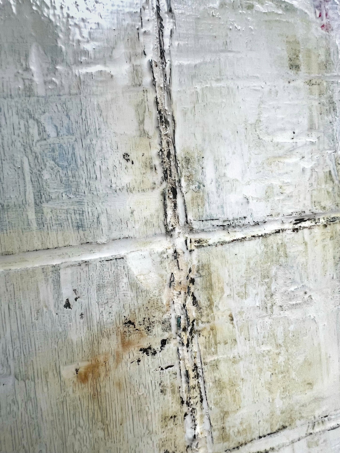 Silent Grid | Minimalist White Textured Abstract Painting | Original Mixed Media on Canvas 16x16"