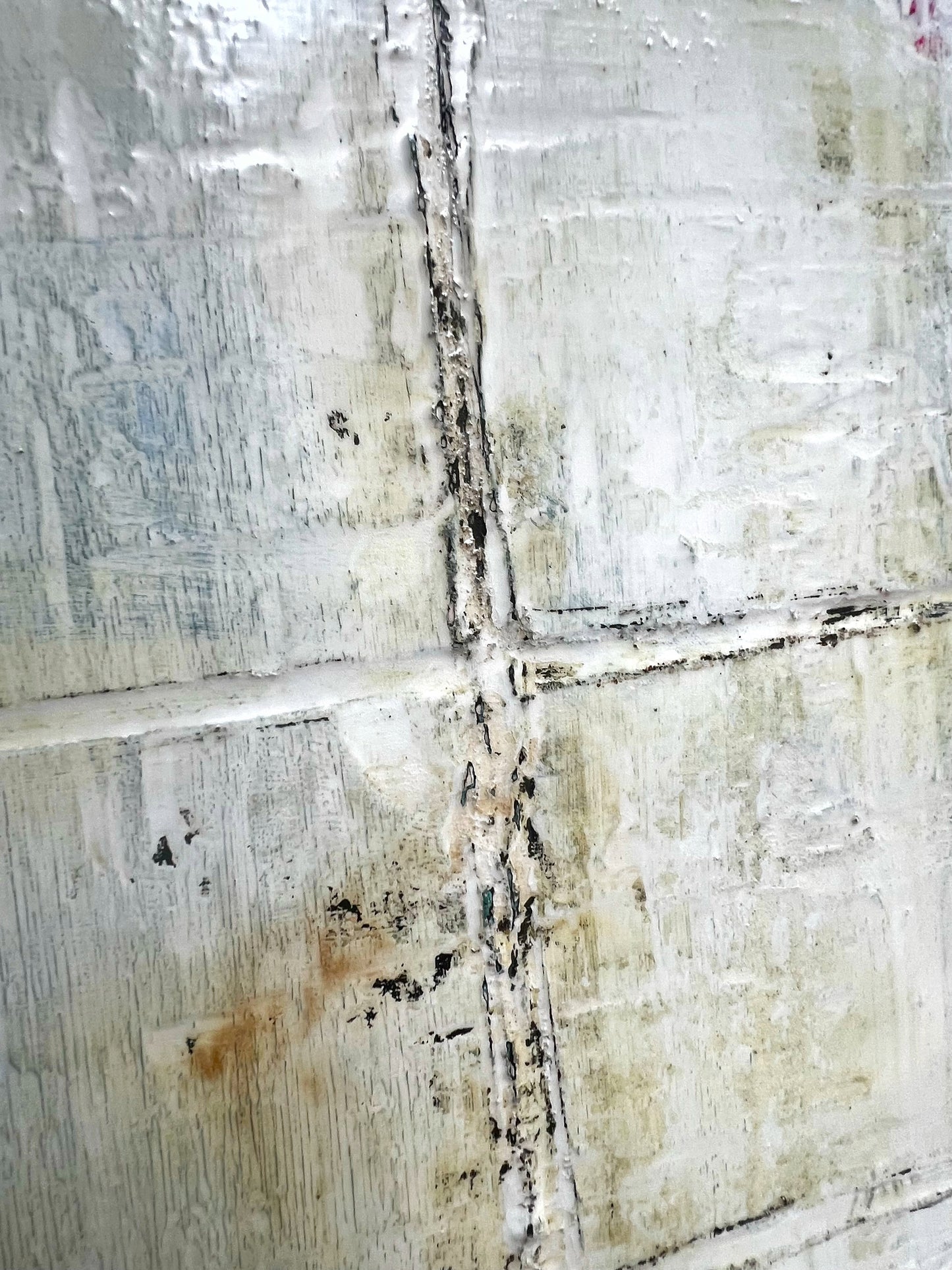 Silent Grid | Minimalist White Textured Abstract Painting | Original Mixed Media on Canvas 16x16"