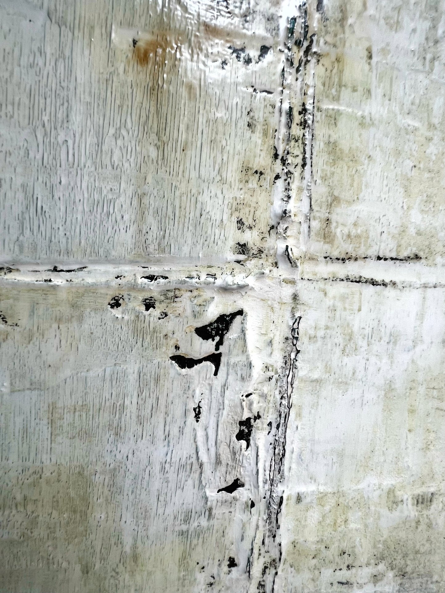 Silent Grid | Minimalist White Textured Abstract Painting | Original Mixed Media on Canvas 16x16"