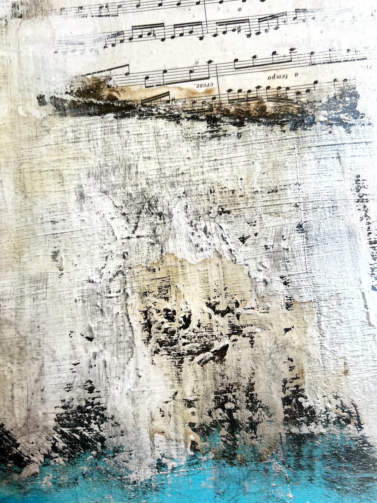 Vestiges of a Song | Original Mixed Media Collage Painting | 20 × 20 in Canvas | Contemporary Abstract Art