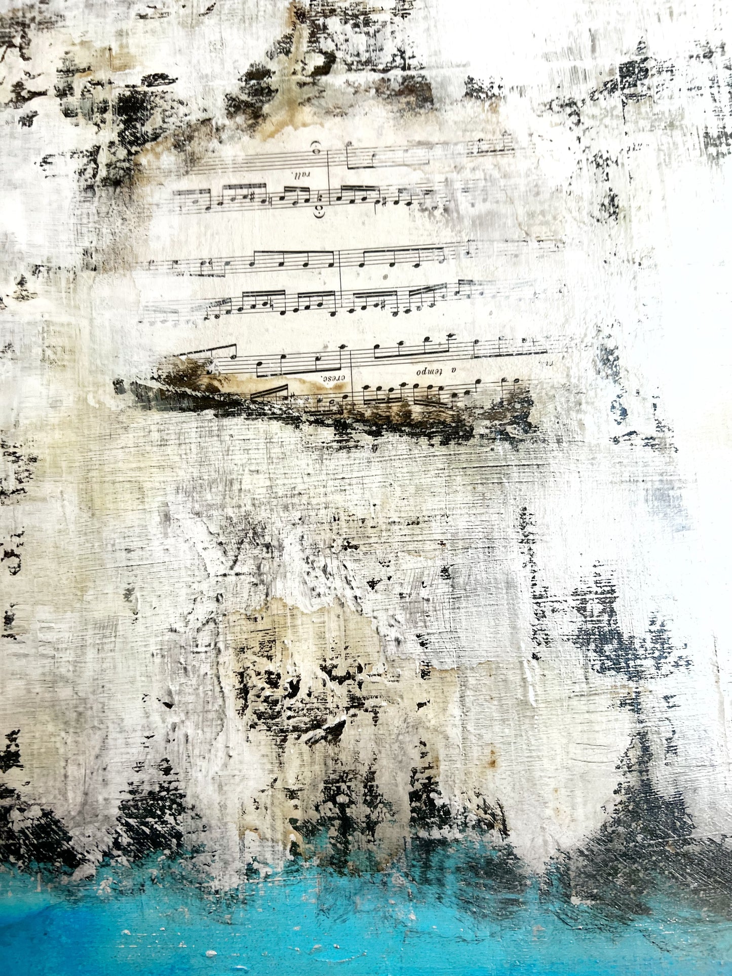 Vestiges of a Song | Original Mixed Media Collage Painting | 20 × 20 in Canvas | Contemporary Abstract Art