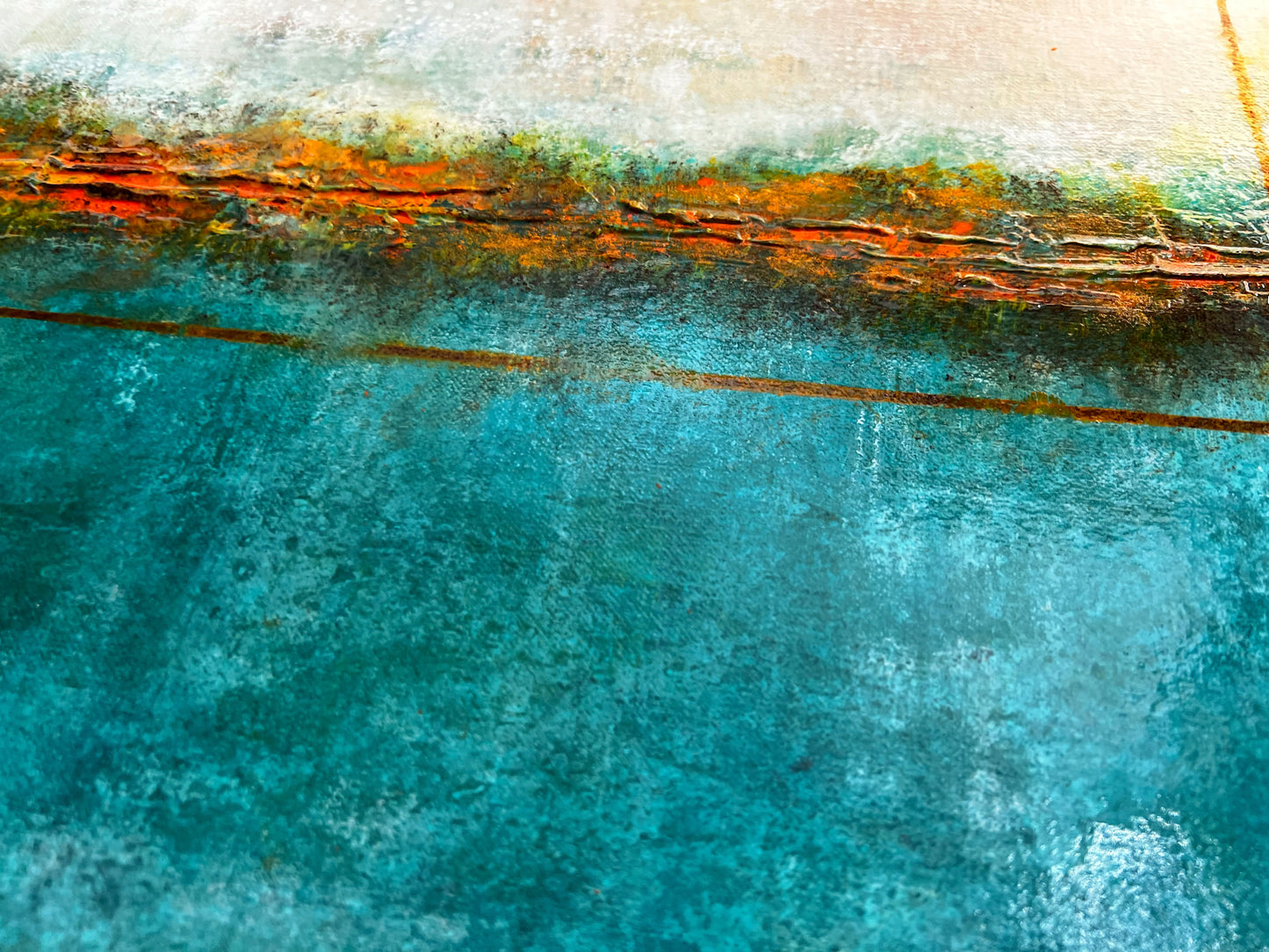 Between Sea and Sky | Original Contemporary Abstract Horizon Painting | Mixed Media on 12F Deep Canvas