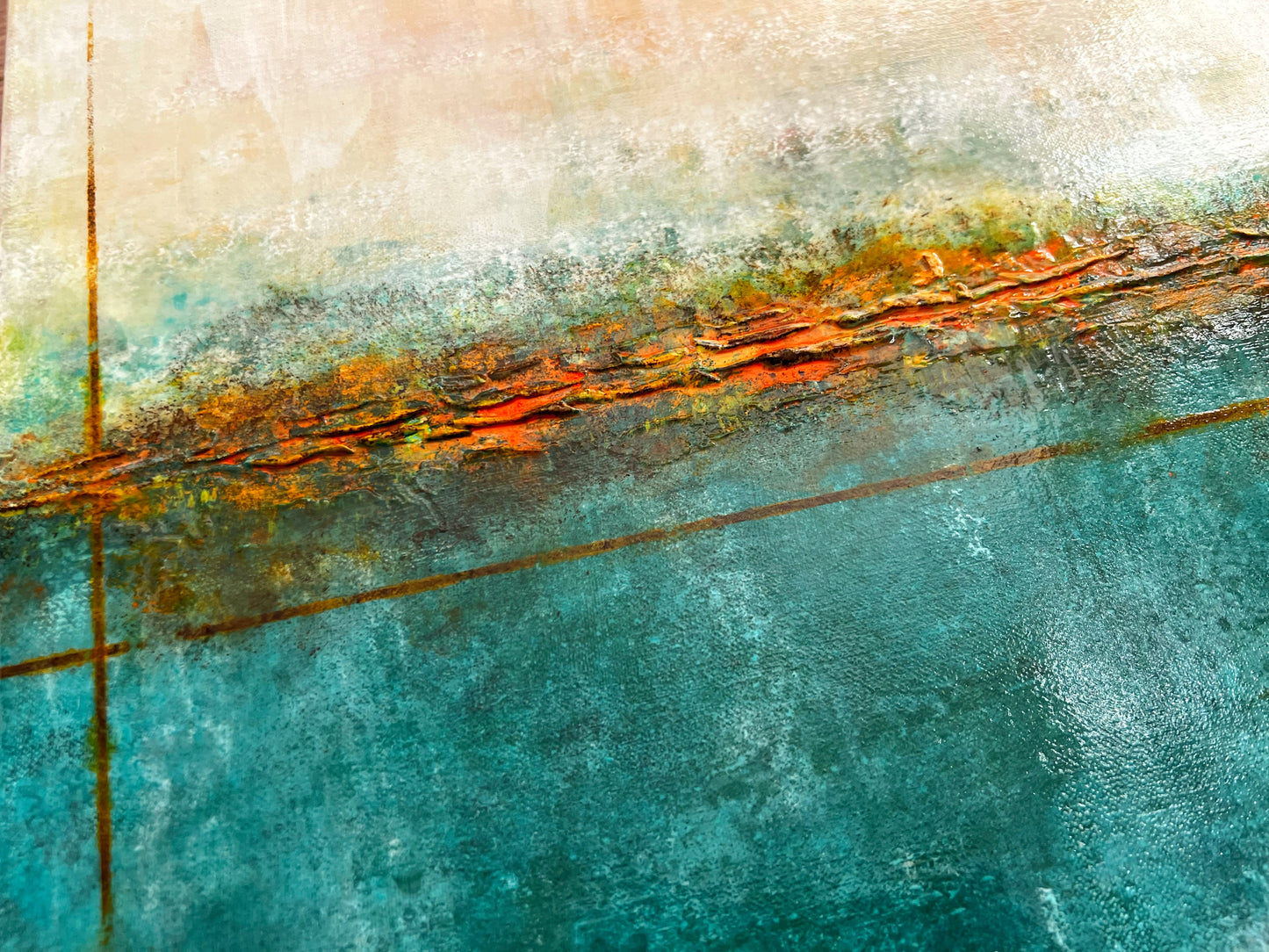 Between Sea and Sky | Original Contemporary Abstract Horizon Painting | Mixed Media on 12F Deep Canvas