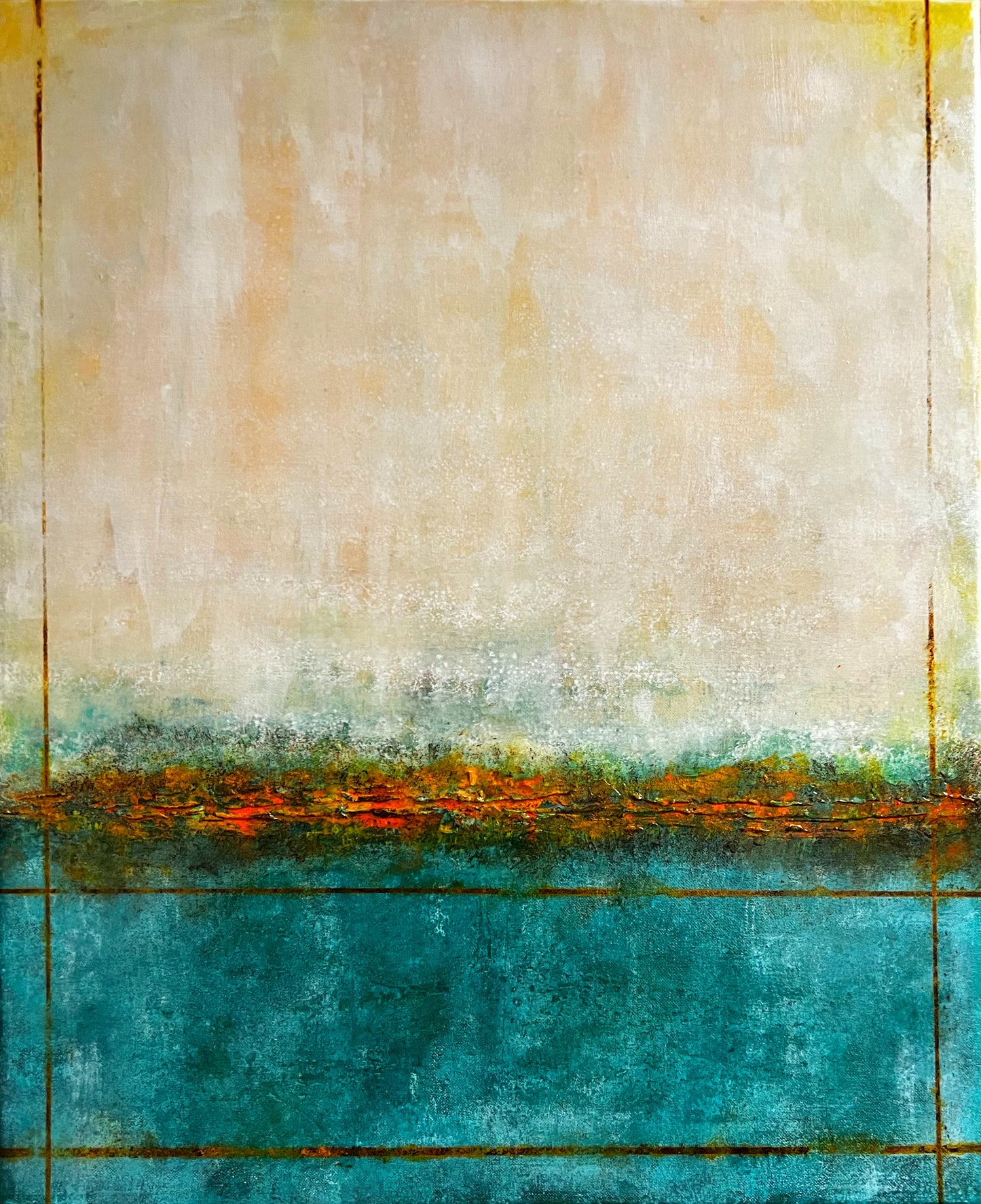 Between Sea and Sky | Original Contemporary Abstract Horizon Painting | Mixed Media on 12F Deep Canvas