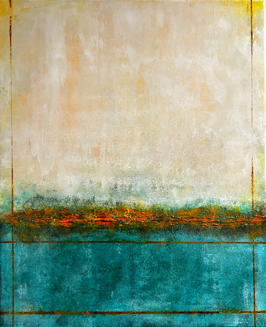Between Sea and Sky | Original Contemporary Abstract Horizon Painting | Mixed Media on 12F Deep Canvas