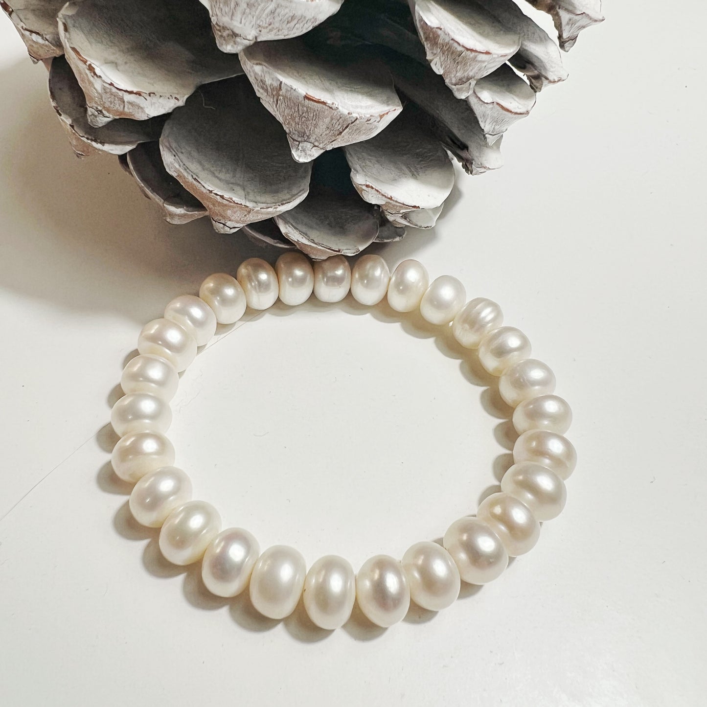  Bracelet en Perles Blanches 