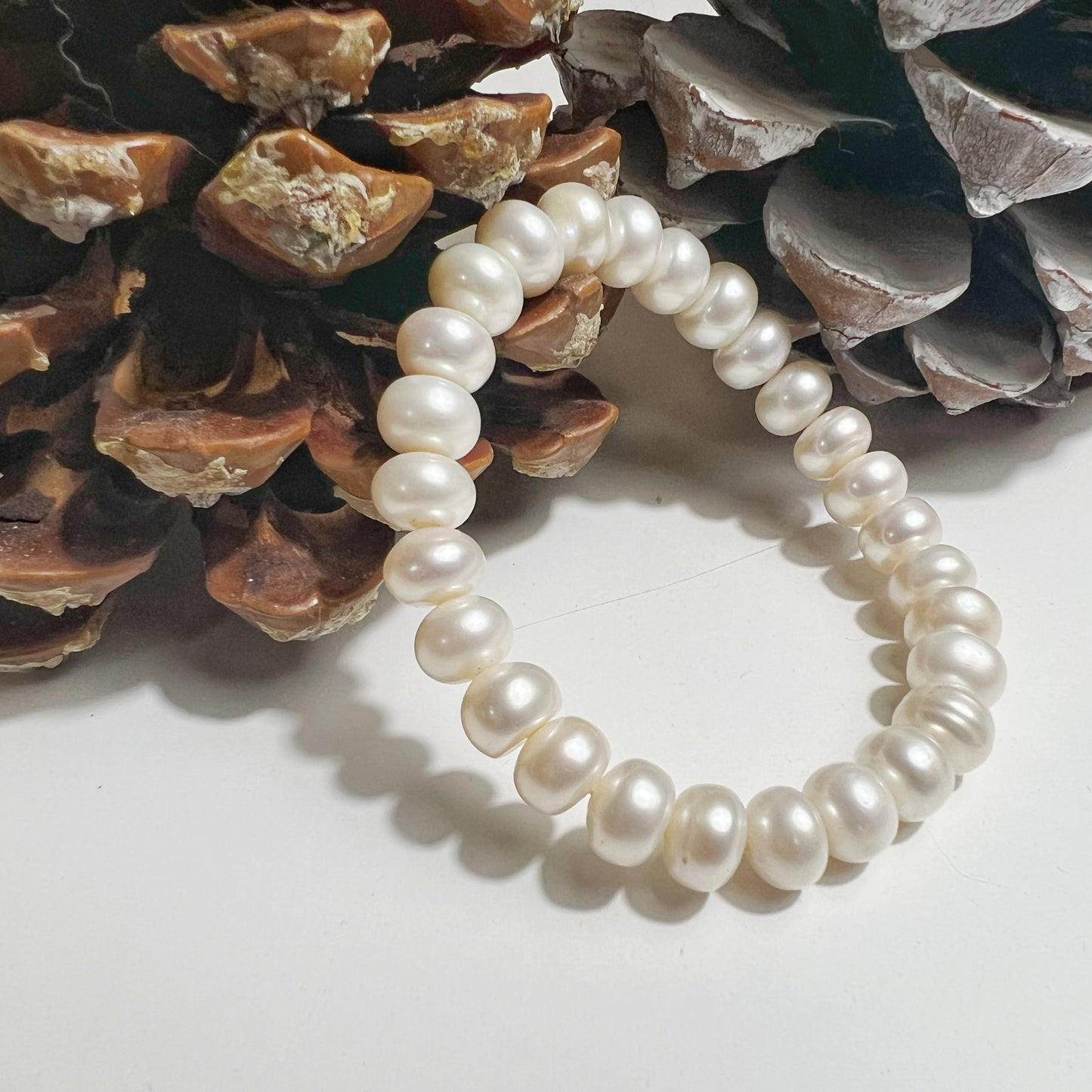  Bracelet en Perles Blanches 