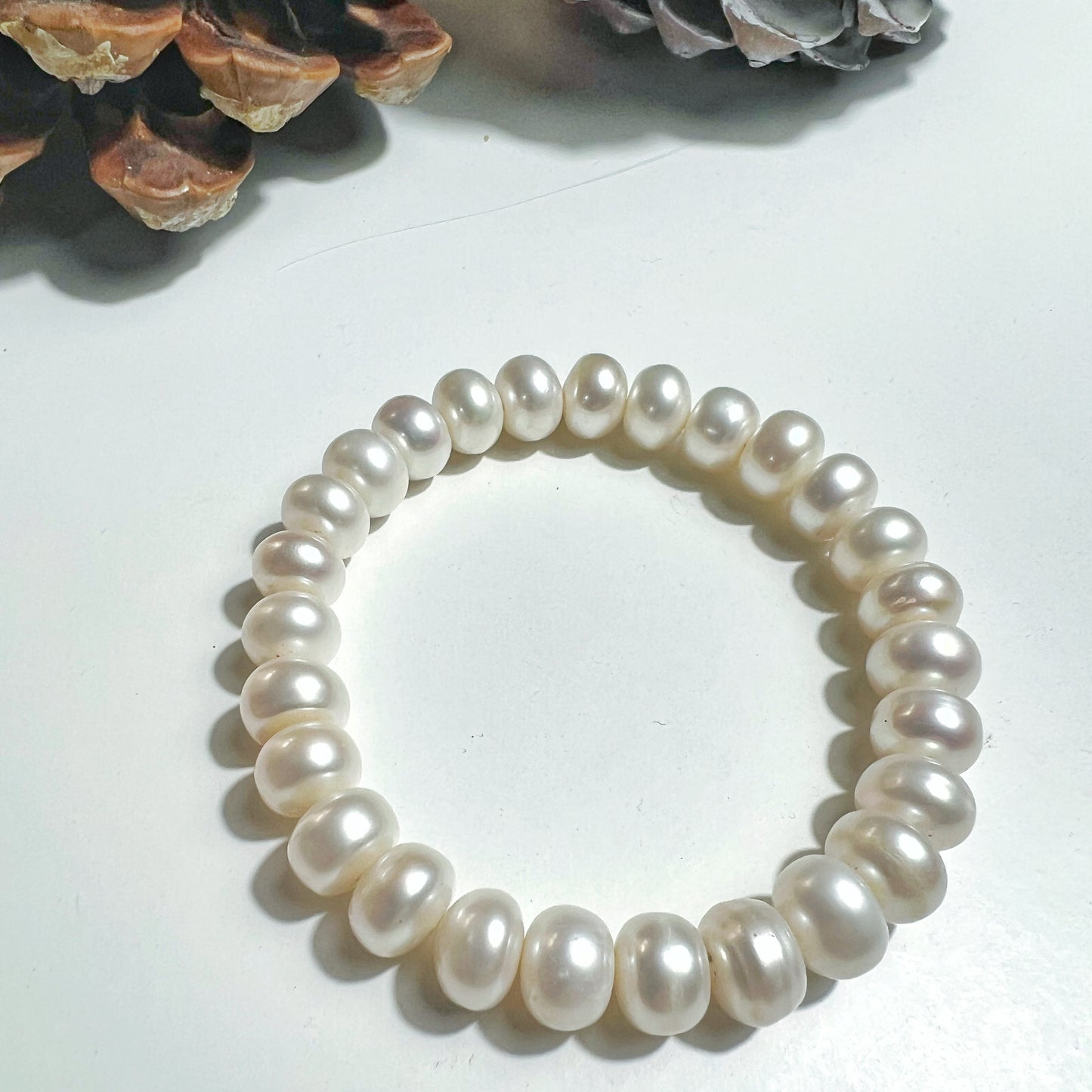  Bracelet en Perles Blanches 