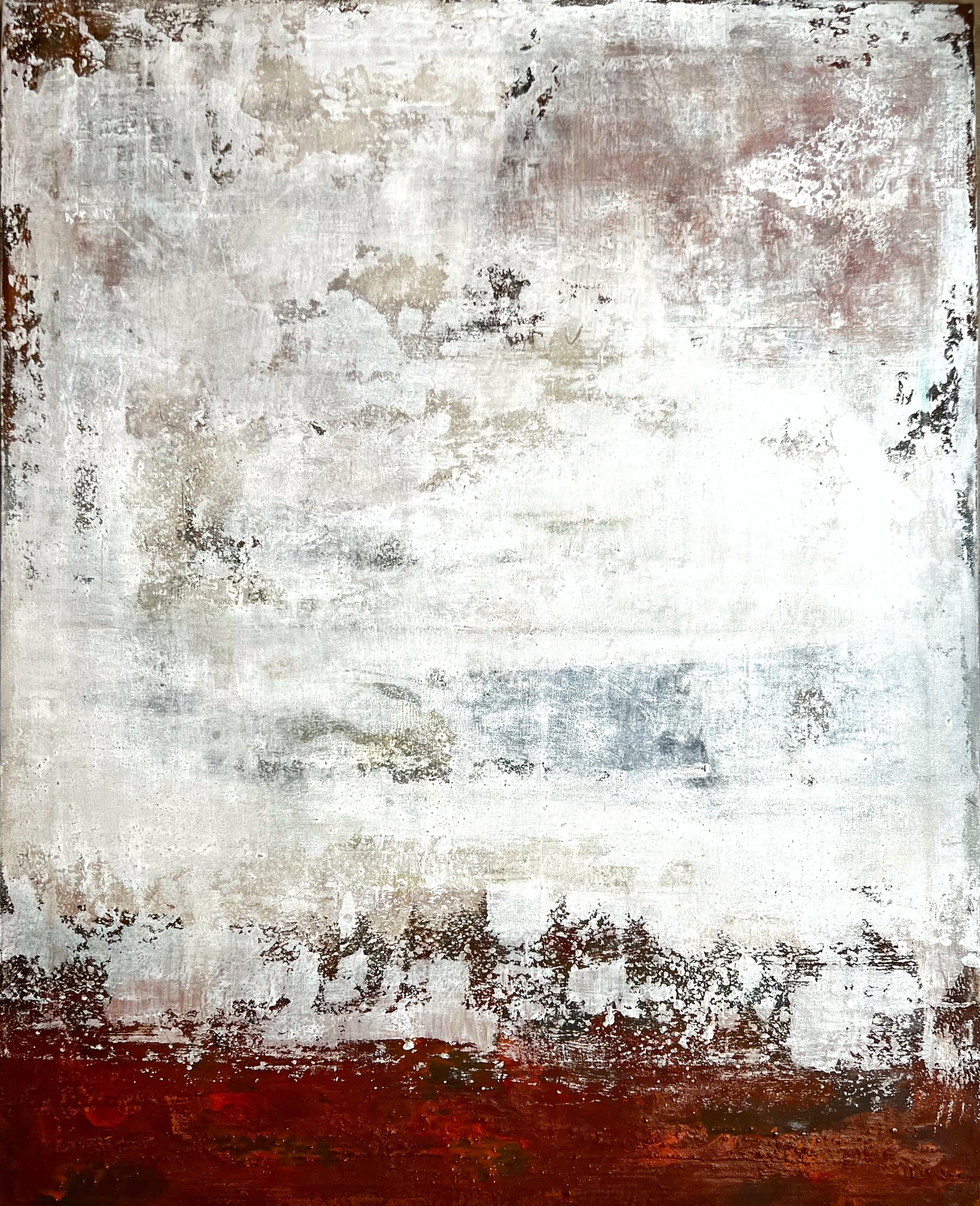 Rust & Silence" - Original Minimalist Mixed Media Painting on Canvas, 40x32 inches