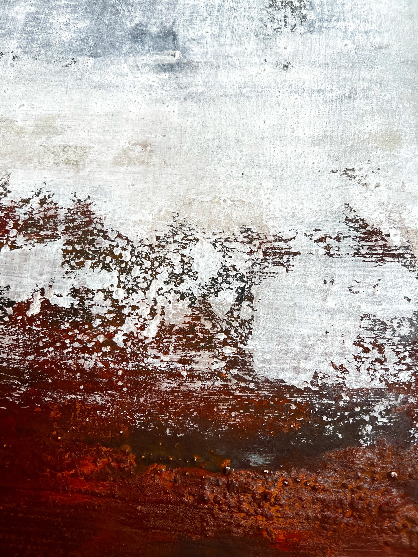 Rust & Silence" - Original Minimalist Mixed Media Painting on Canvas, 40x32 inches