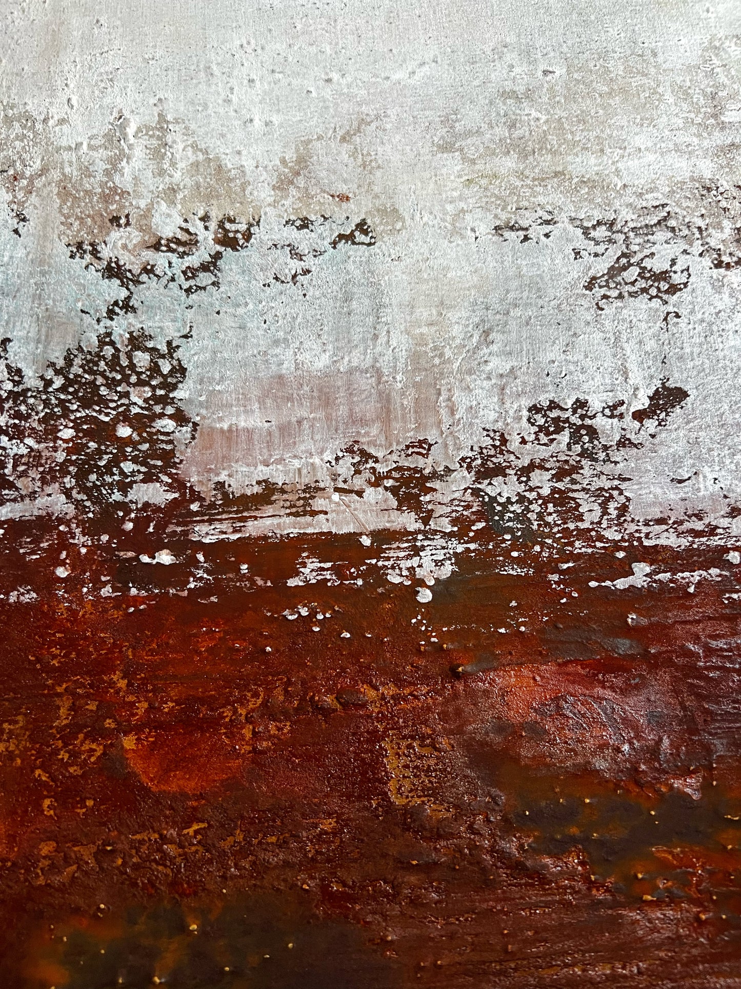 Rust & Silence" - Original Minimalist Mixed Media Painting on Canvas, 40x32 inches