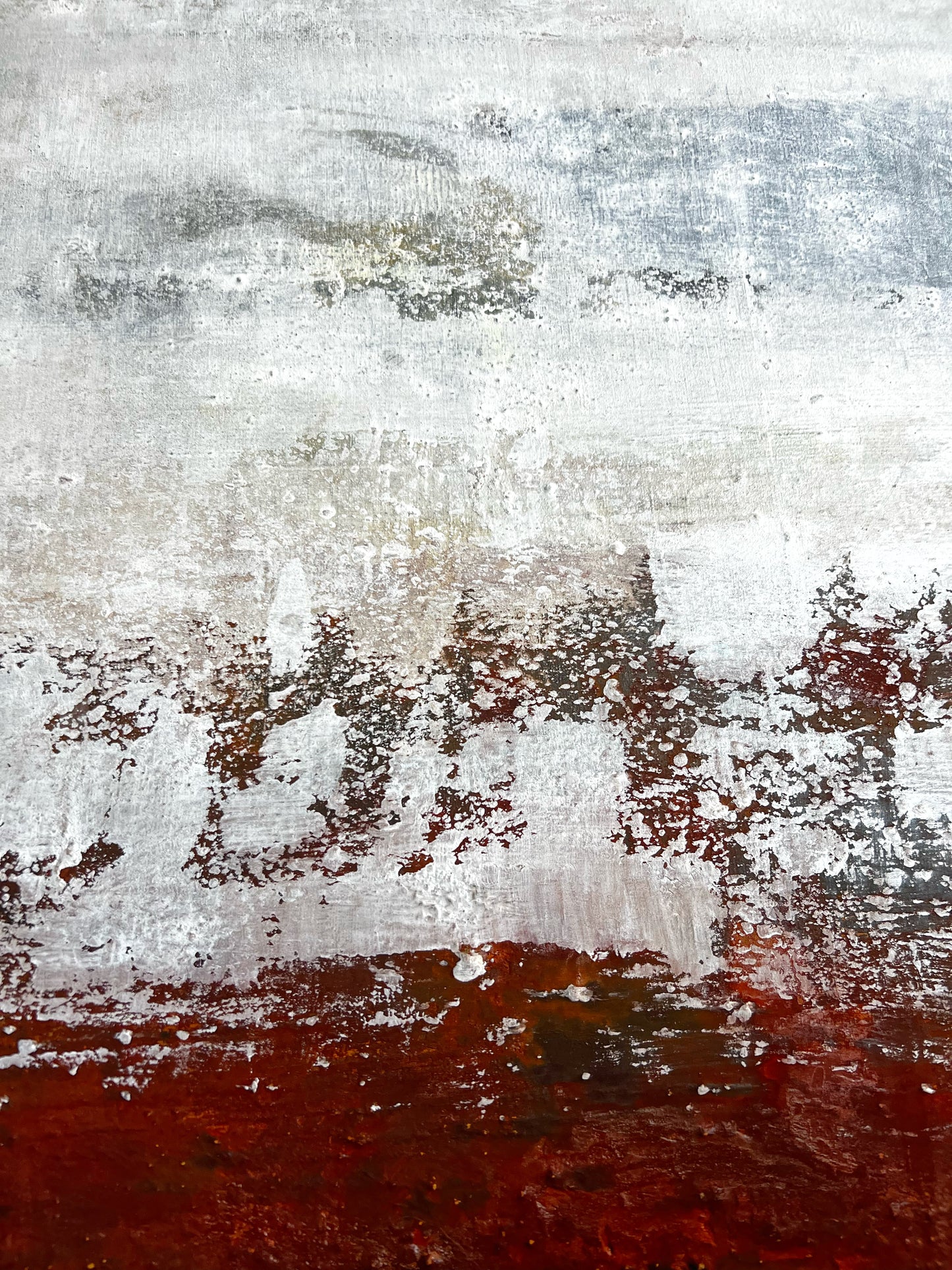 Rust & Silence" - Original Minimalist Mixed Media Painting on Canvas, 40x32 inches