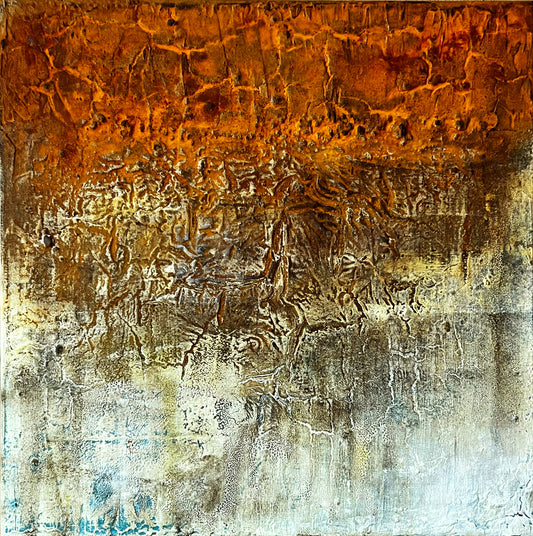 Erosión Temporal: Huellas del Pasado – Original Earthy Wabi-Sabi Painting | 20x20" Deep Profile