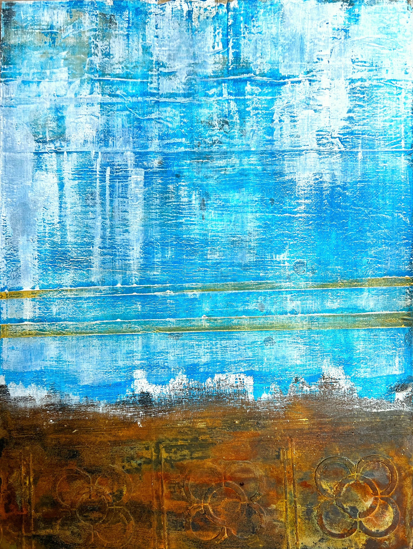 Azure Memory | Original Blue Abstract Mixed Media Painting by Sergio Aranda