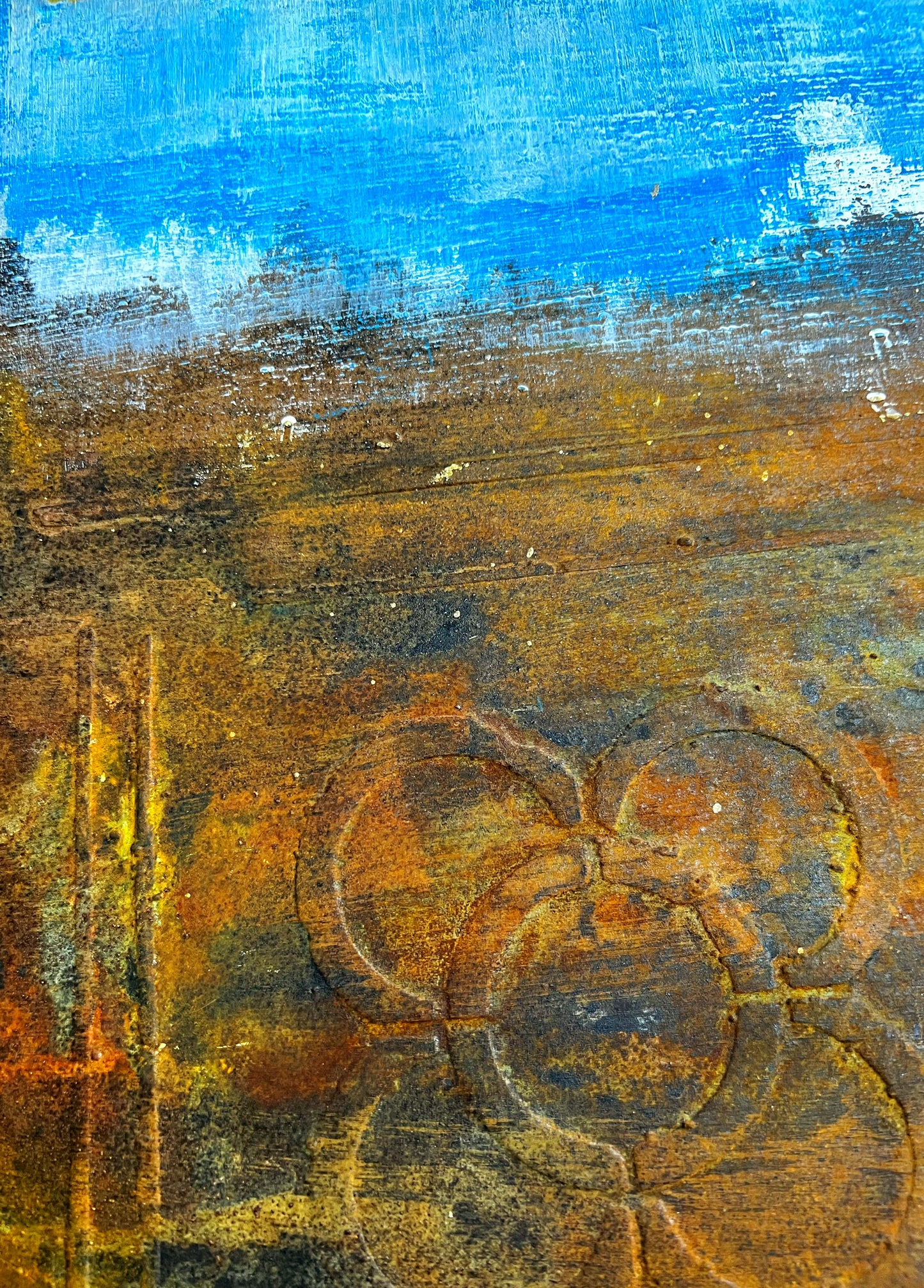 Azure Memory | Original Blue Abstract Mixed Media Painting by Sergio Aranda