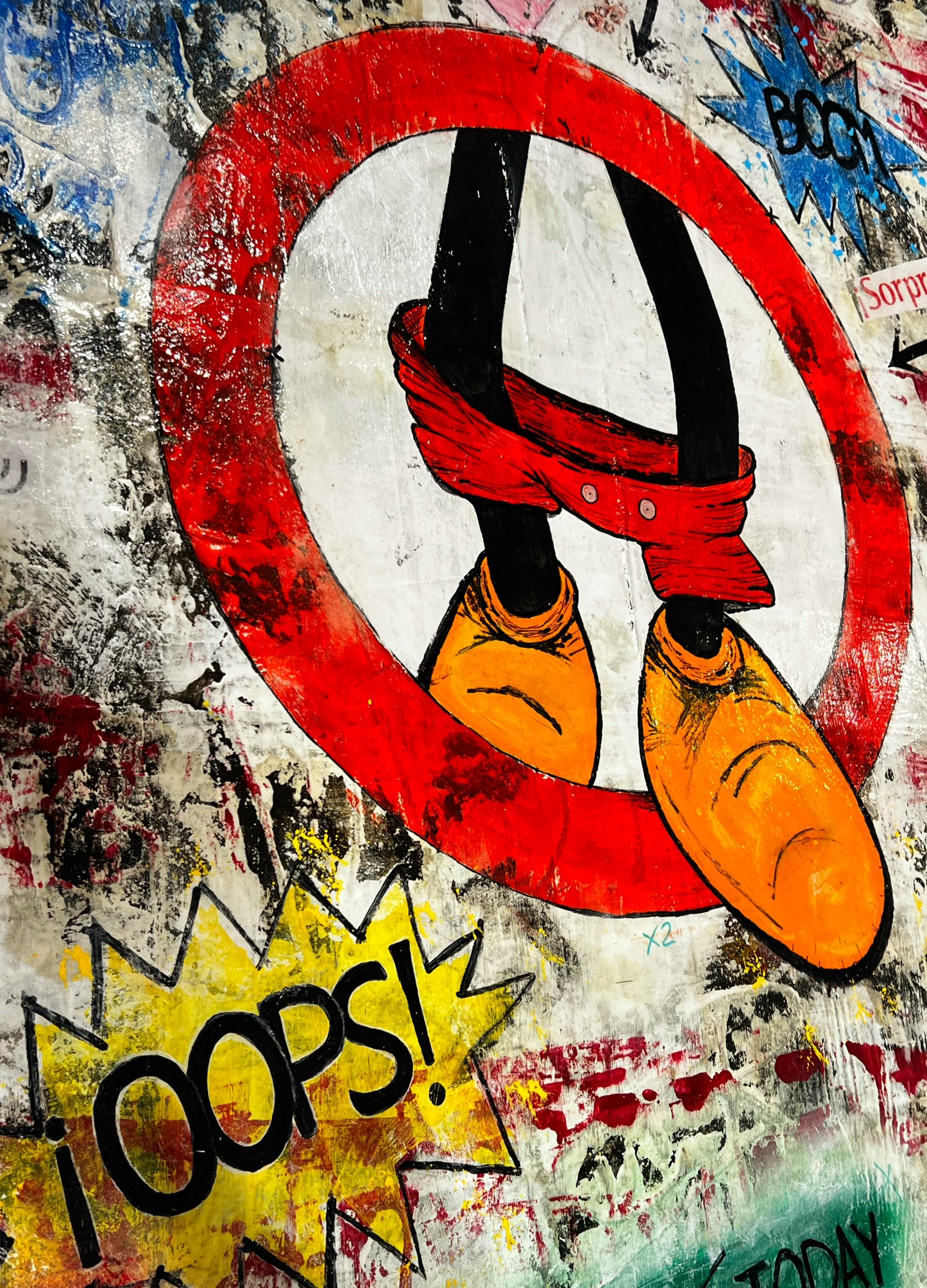 Not Today | Original Neo Pop Art Painting on Wood Panel | Sergio Aranda
