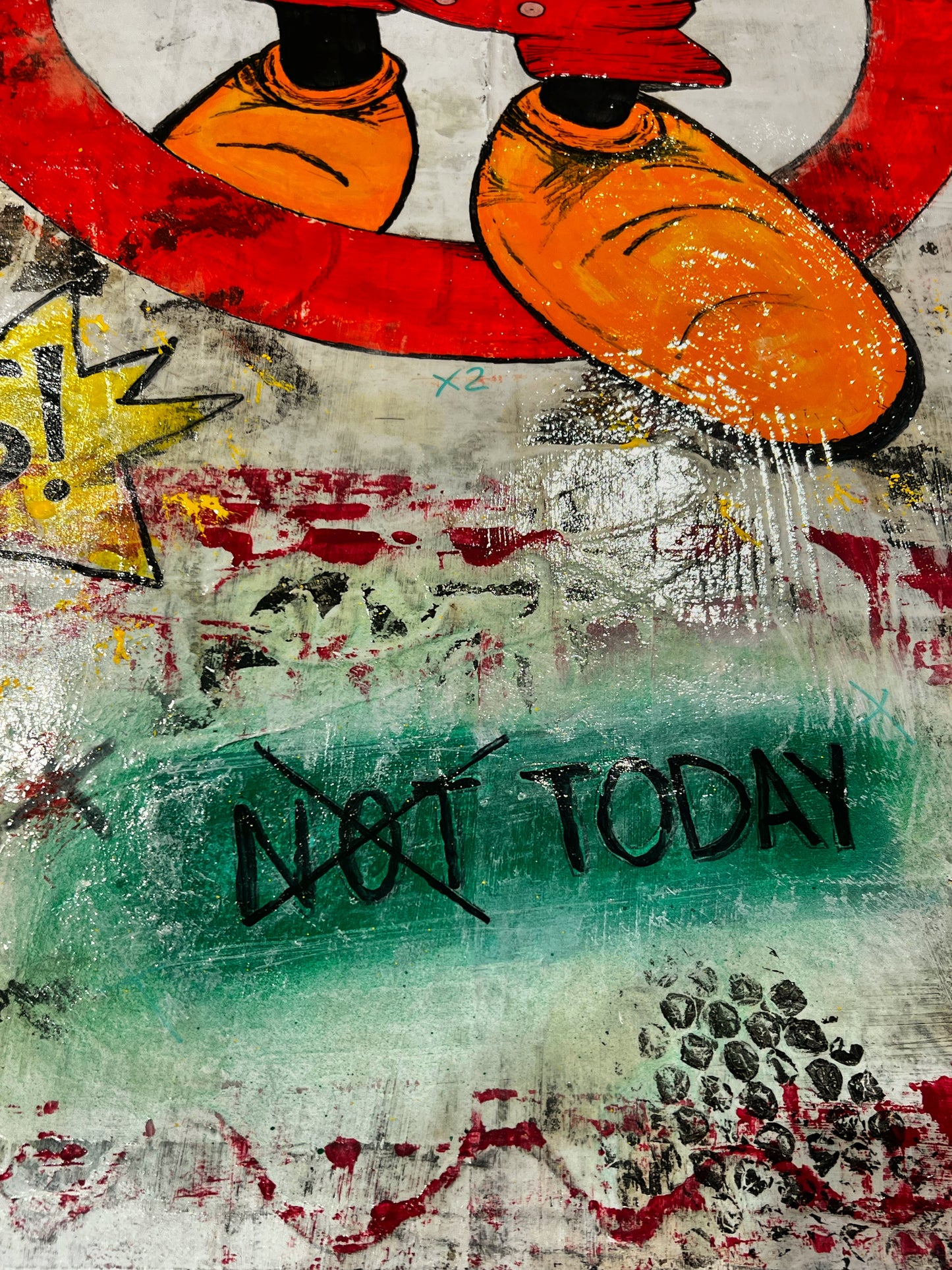 Not Today | Original Neo Pop Art Painting on Wood Panel | Sergio Aranda