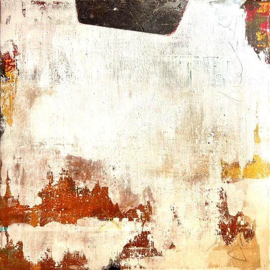 Fragments of Structure – Original Geometric Wabi-Sabi Painting | 20x20”