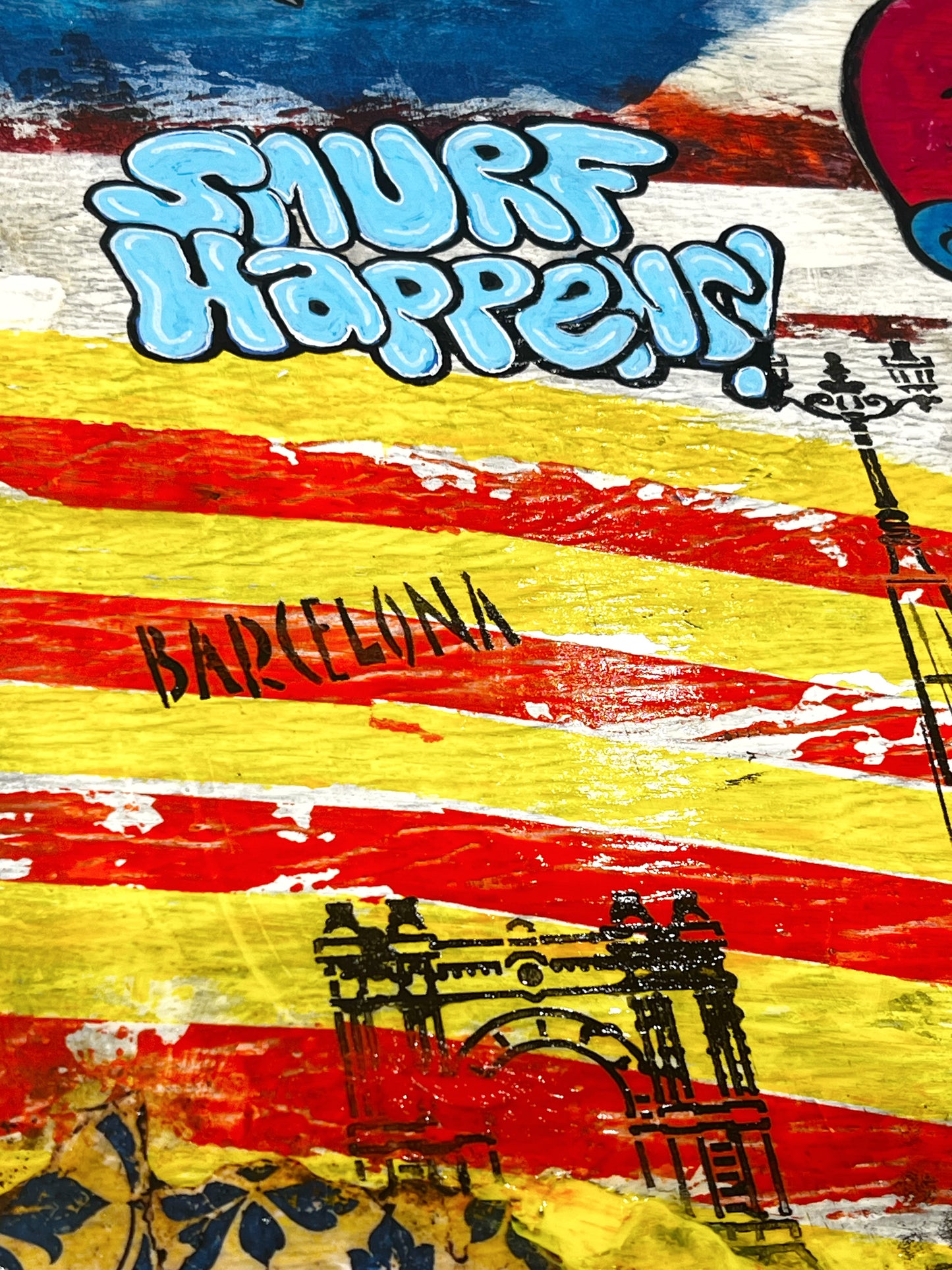 Smurf Happens! | Original 3D Pop Art on Wood | Sergio Aranda