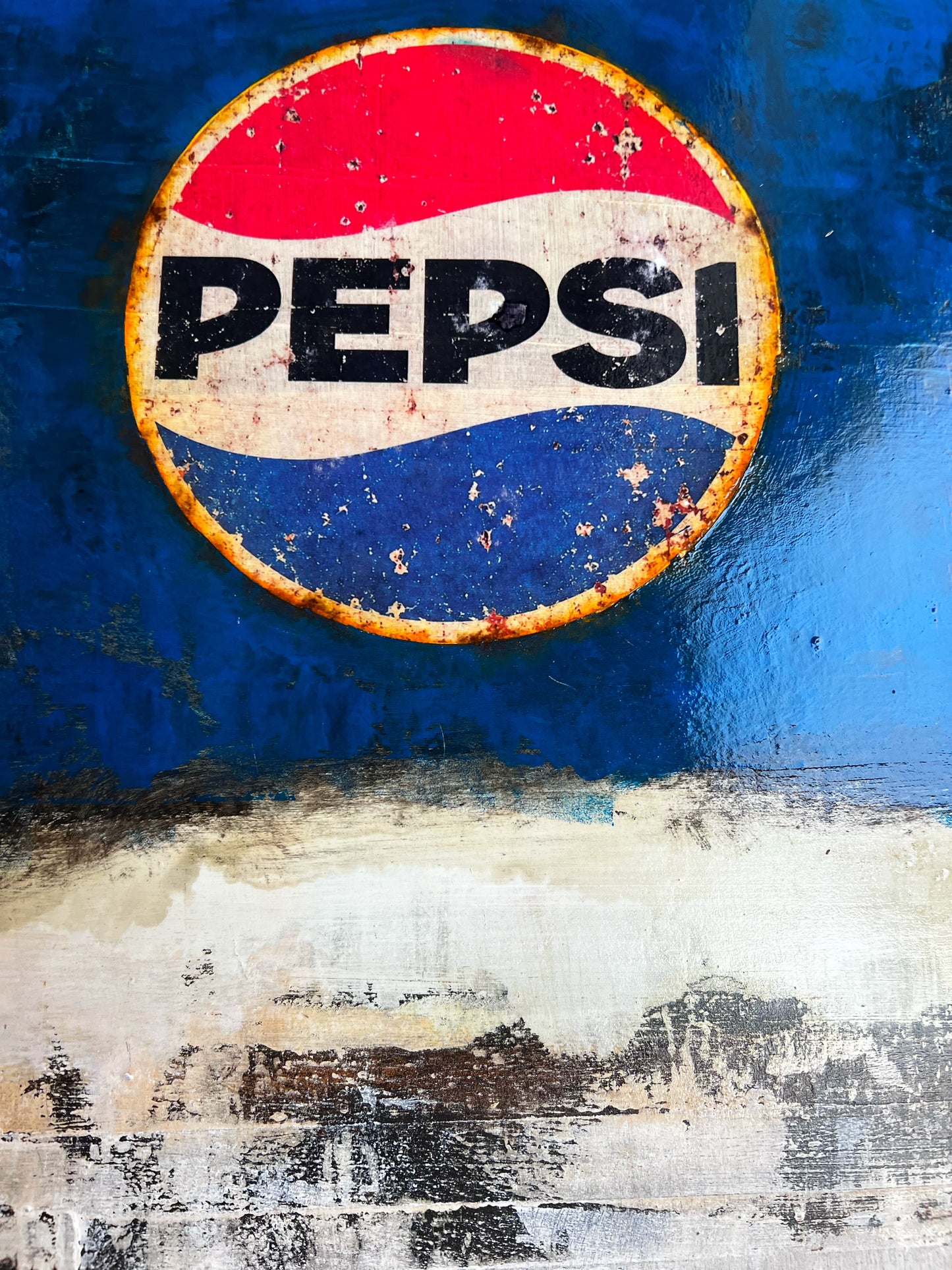 Pepsi Barcelona Art | Original Vintage Pop Art Painting on Wood