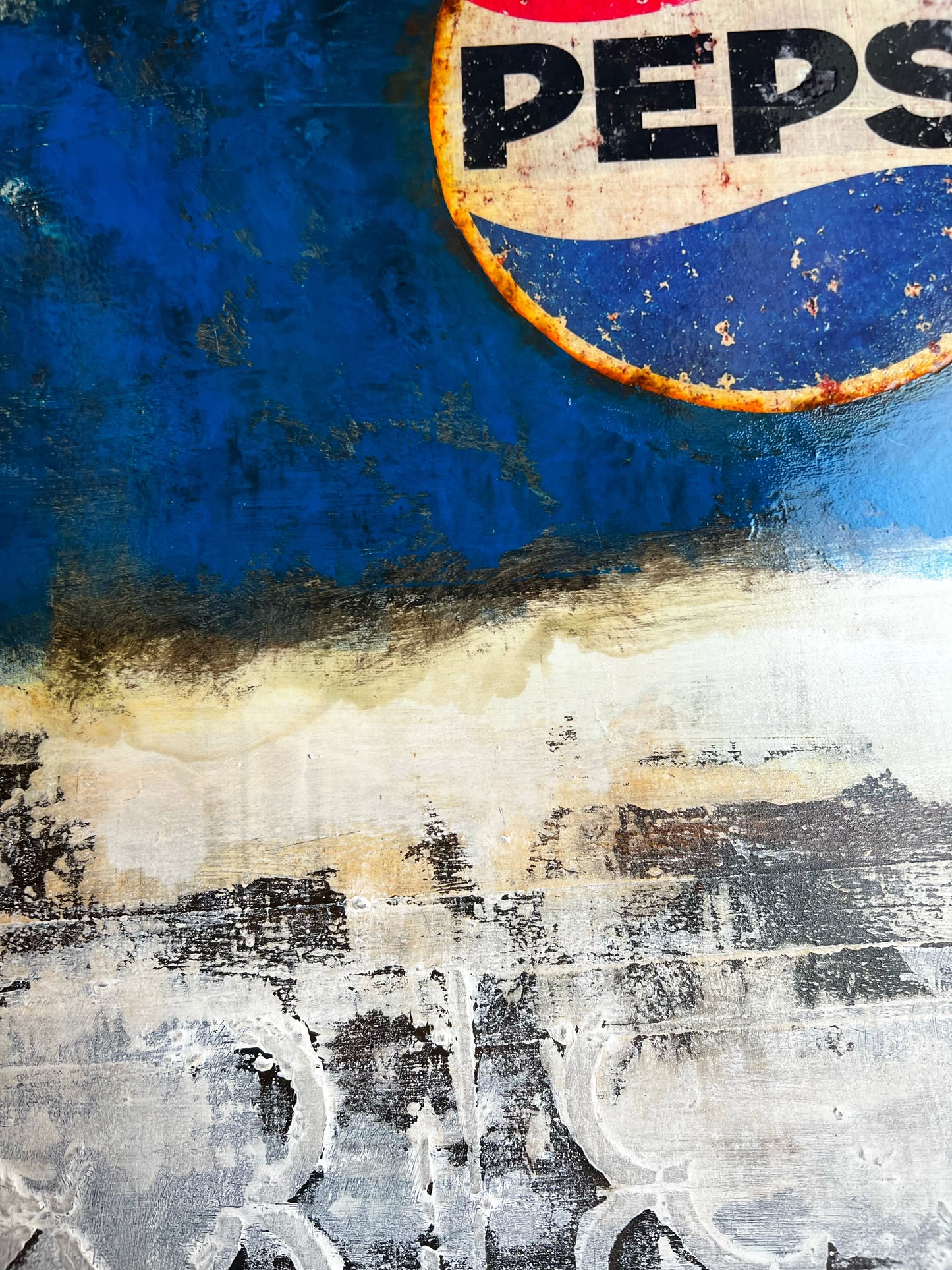 Pepsi Barcelona Art | Original Vintage Pop Art Painting on Wood