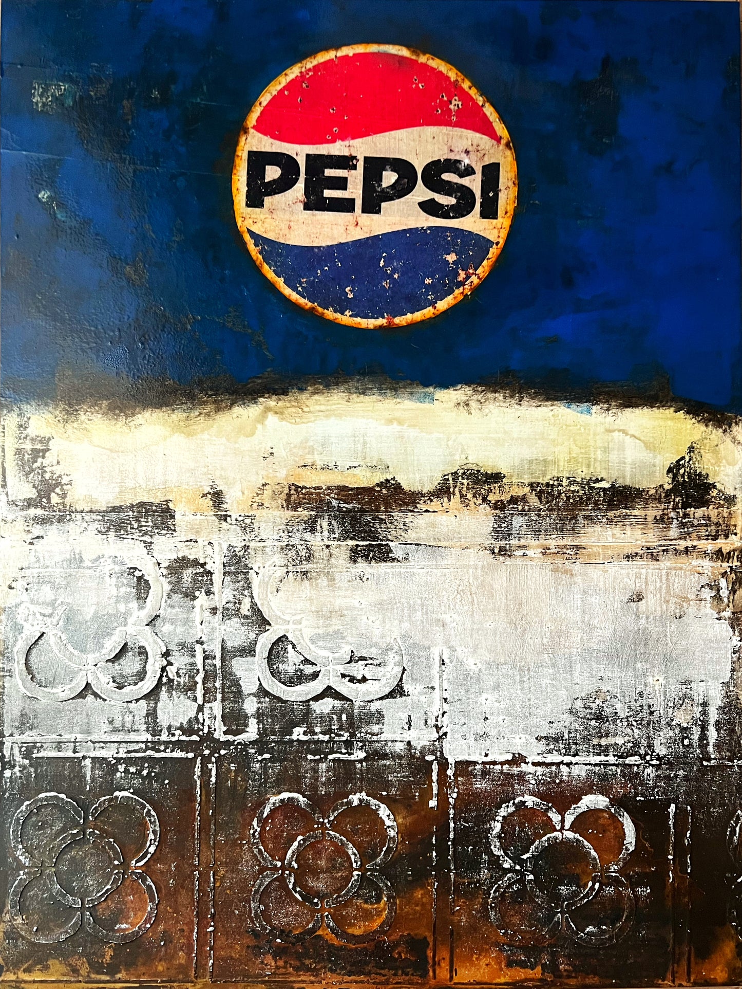 Pepsi Barcelona Art | Original Vintage Pop Art Painting on Wood