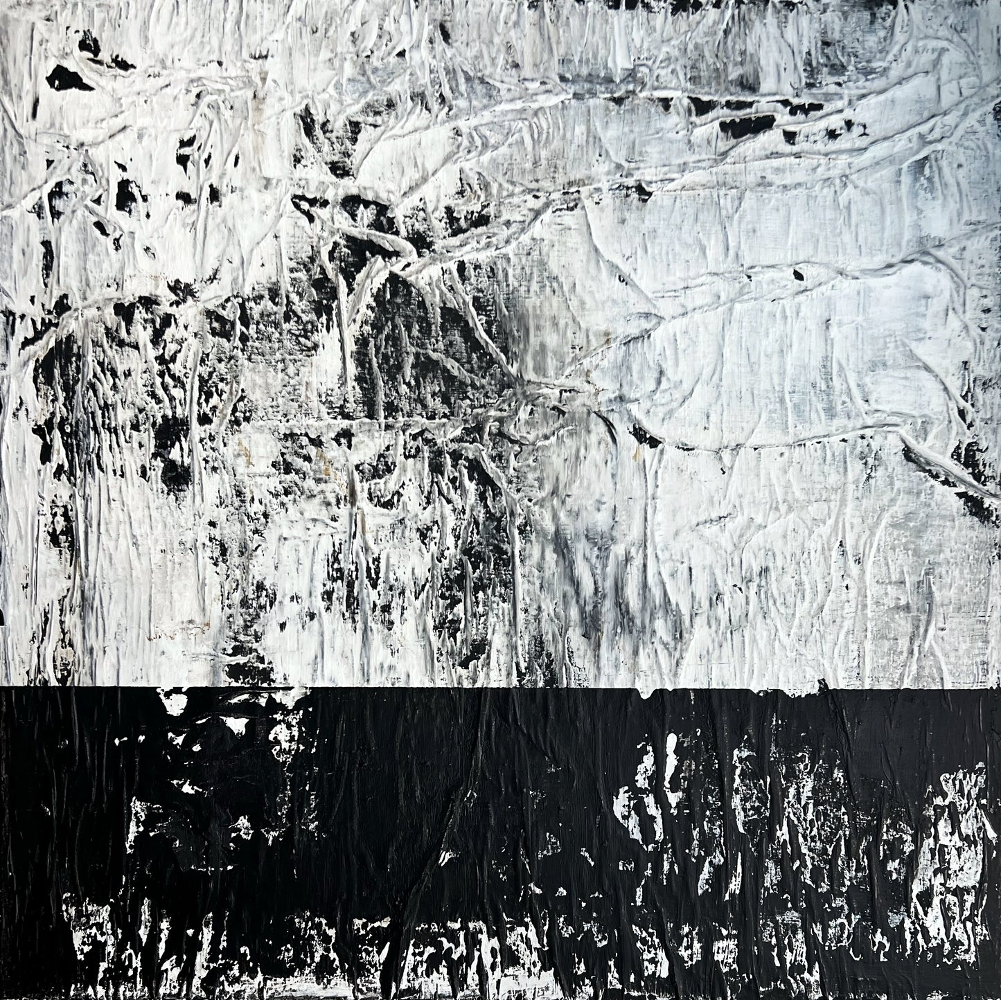Raw Surface – Original Paper Collage Heavy Textured Painting | 20x20"