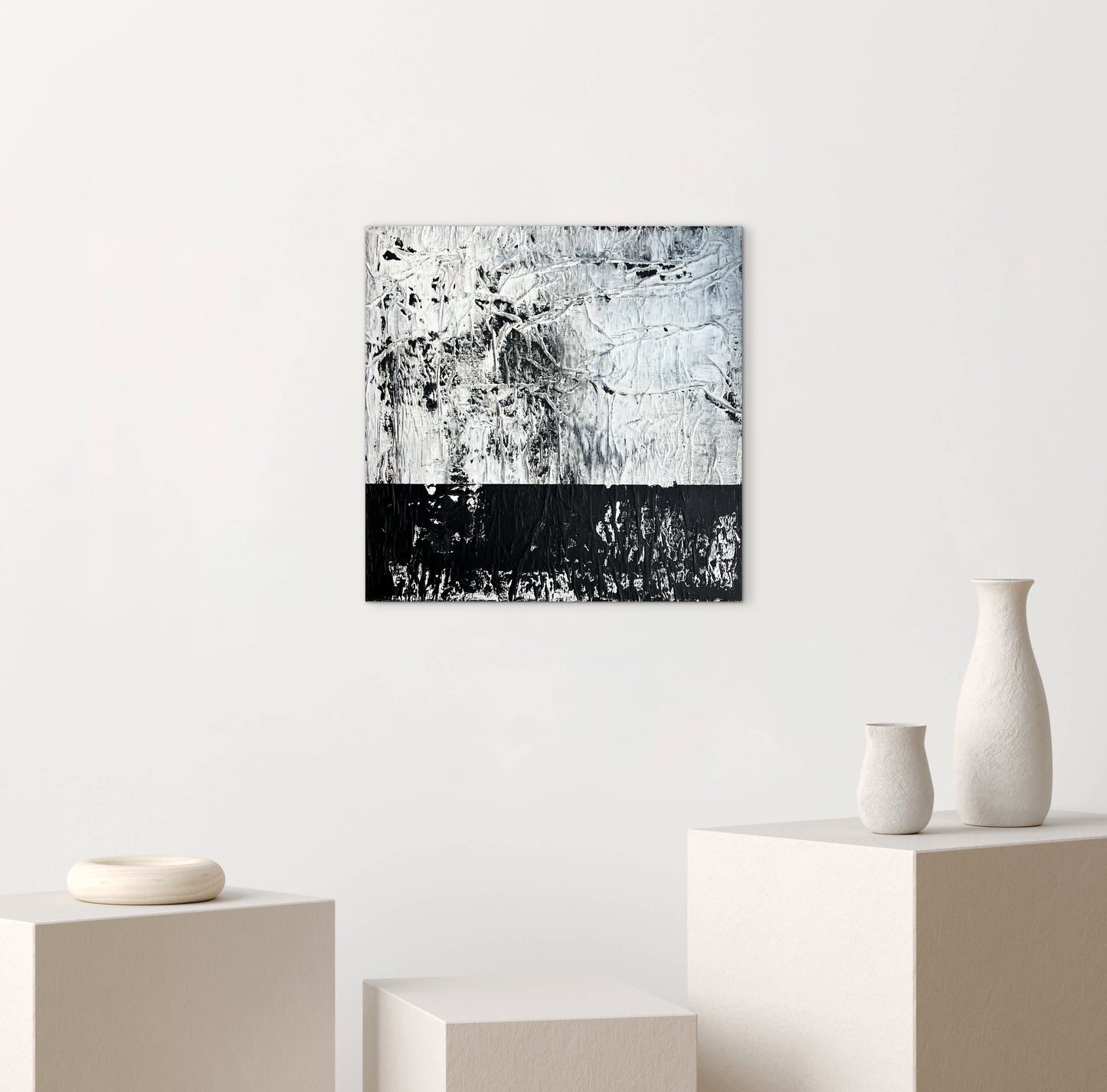 Raw Surface – Original Paper Collage Heavy Textured Painting | 20x20"