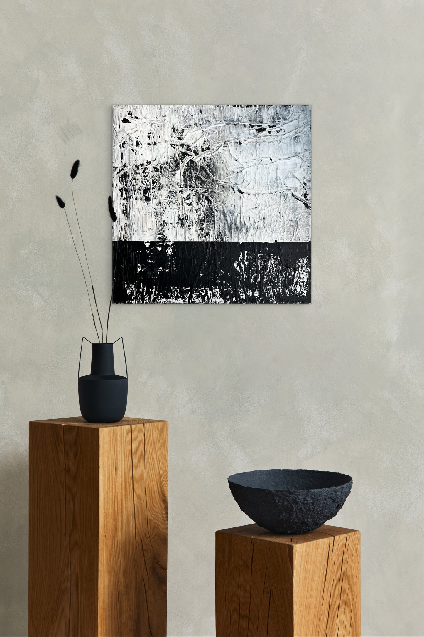 Raw Surface – Original Paper Collage Heavy Textured Painting | 20x20"