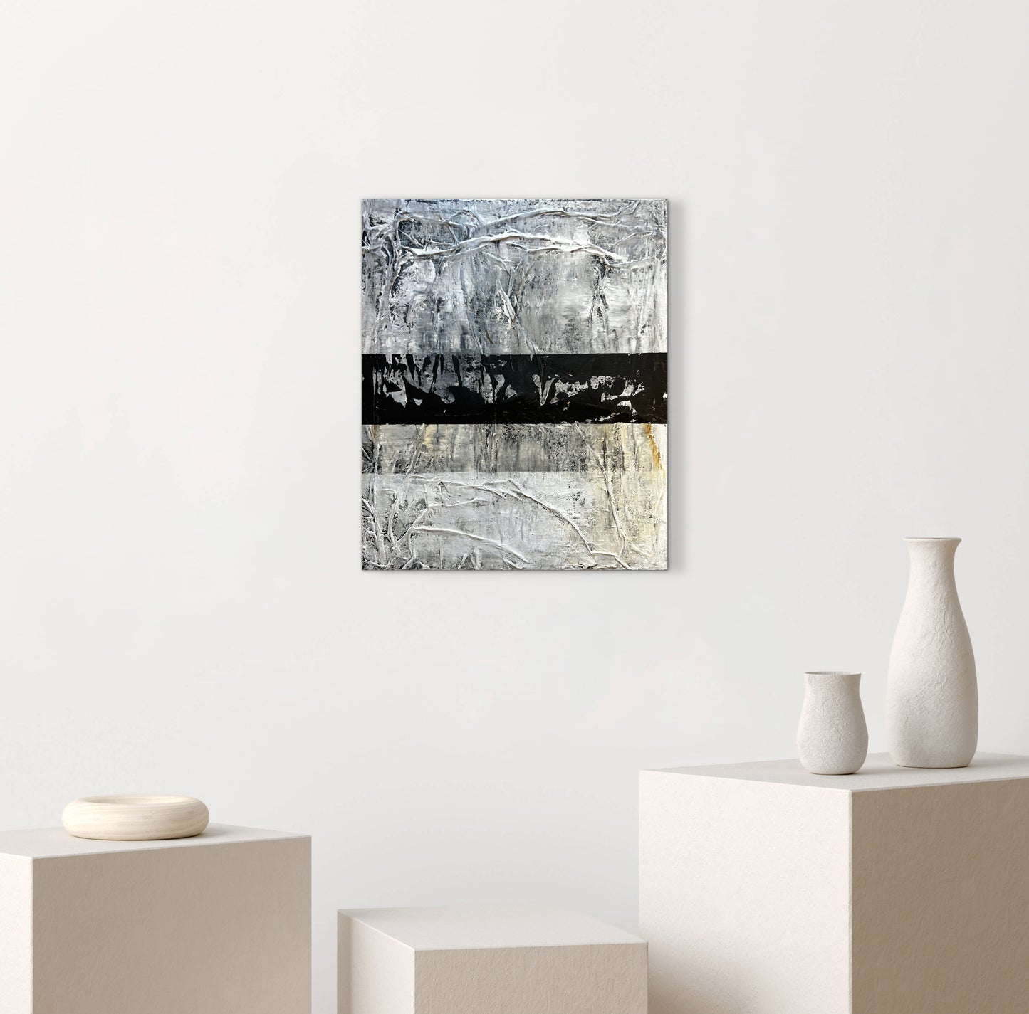 Linear Sediments – Original Wabi-Sabi Layers Textured Painting | 18x15" Deep Profile