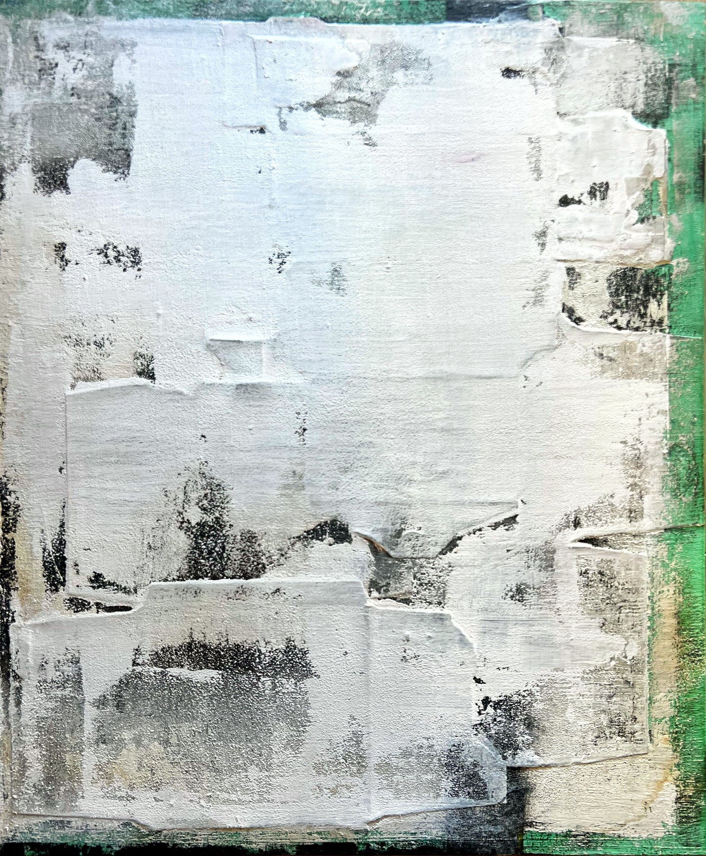 Green as Origin – Original Olive Green Minimalist Textured Painting | 18x15" Deep Profile