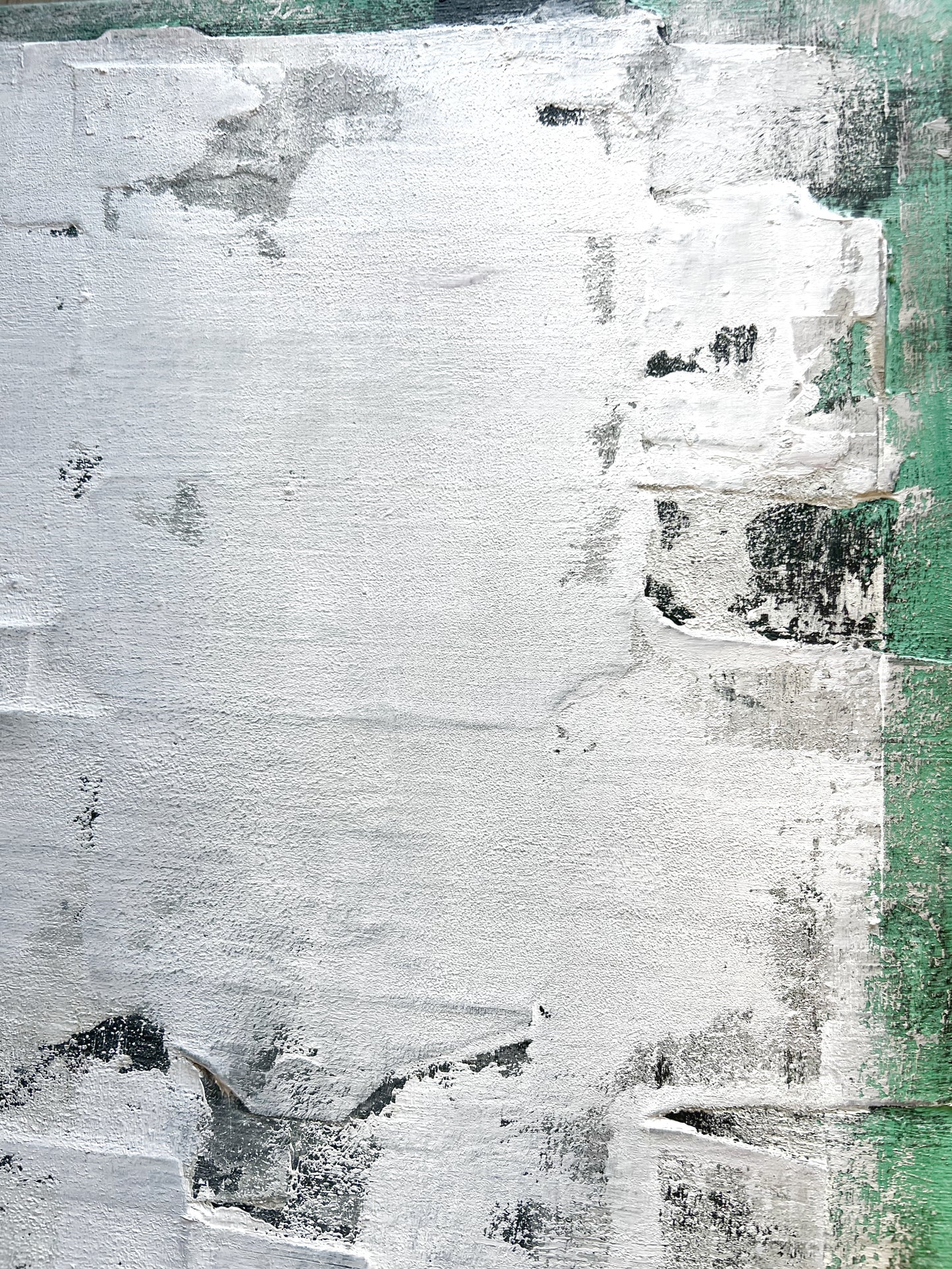 Green as Origin – Original Olive Green Minimalist Textured Painting | 18x15" Deep Profile